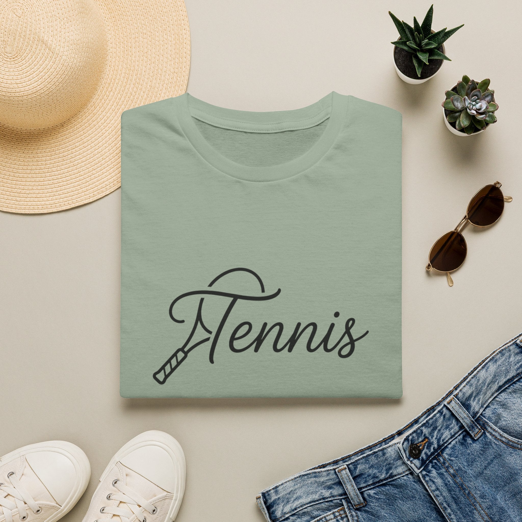 Tennis Script T-Shirt — Elegant Racket Design
