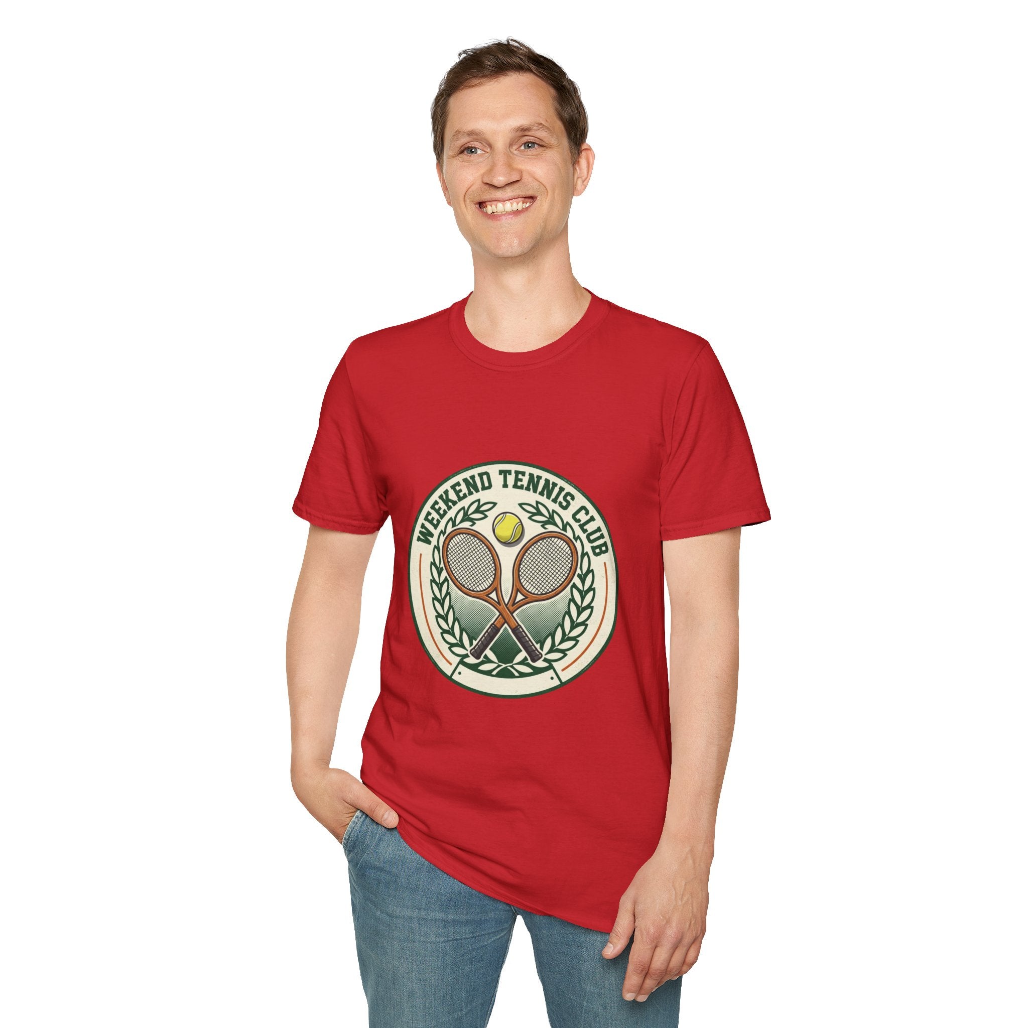 Weekend Tennis Club T-Shirt — Retro Tennis Racket & Ball Graphic