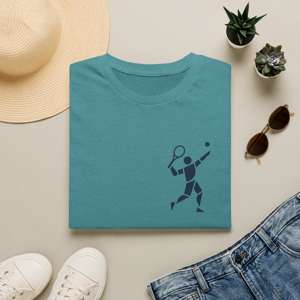 Tennis Player Minimalist T‑Shirt — Geometric Tennis Graphic Tee