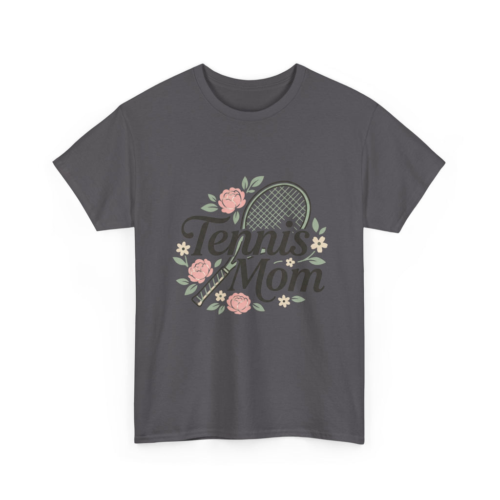 Tennis Mom T‑Shirt — Floral Tennis Racket Tee for Proud Sports Moms