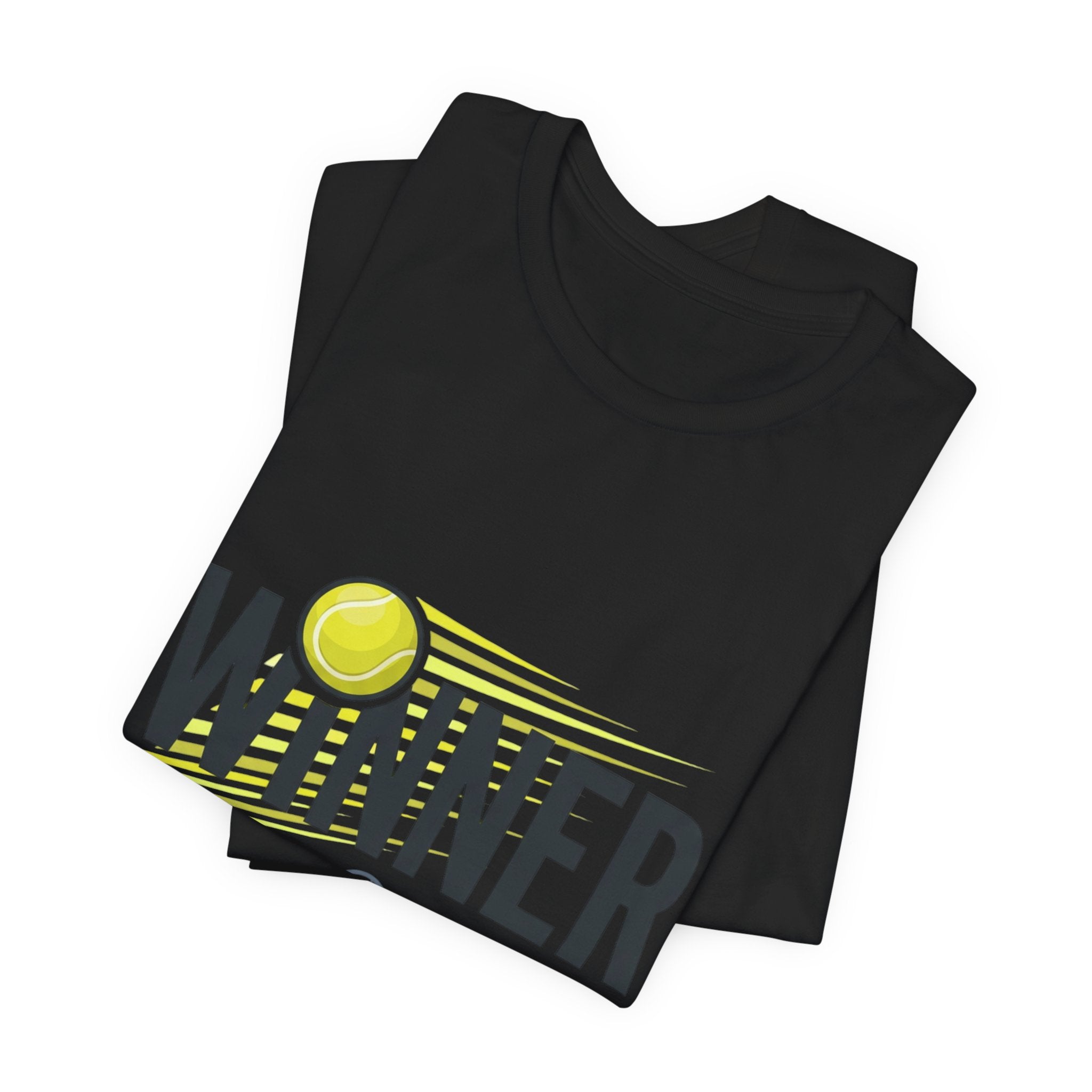 Winner Tennis T‑Shirt — Motivational Tennis Tee with Ball & Racket Graphic