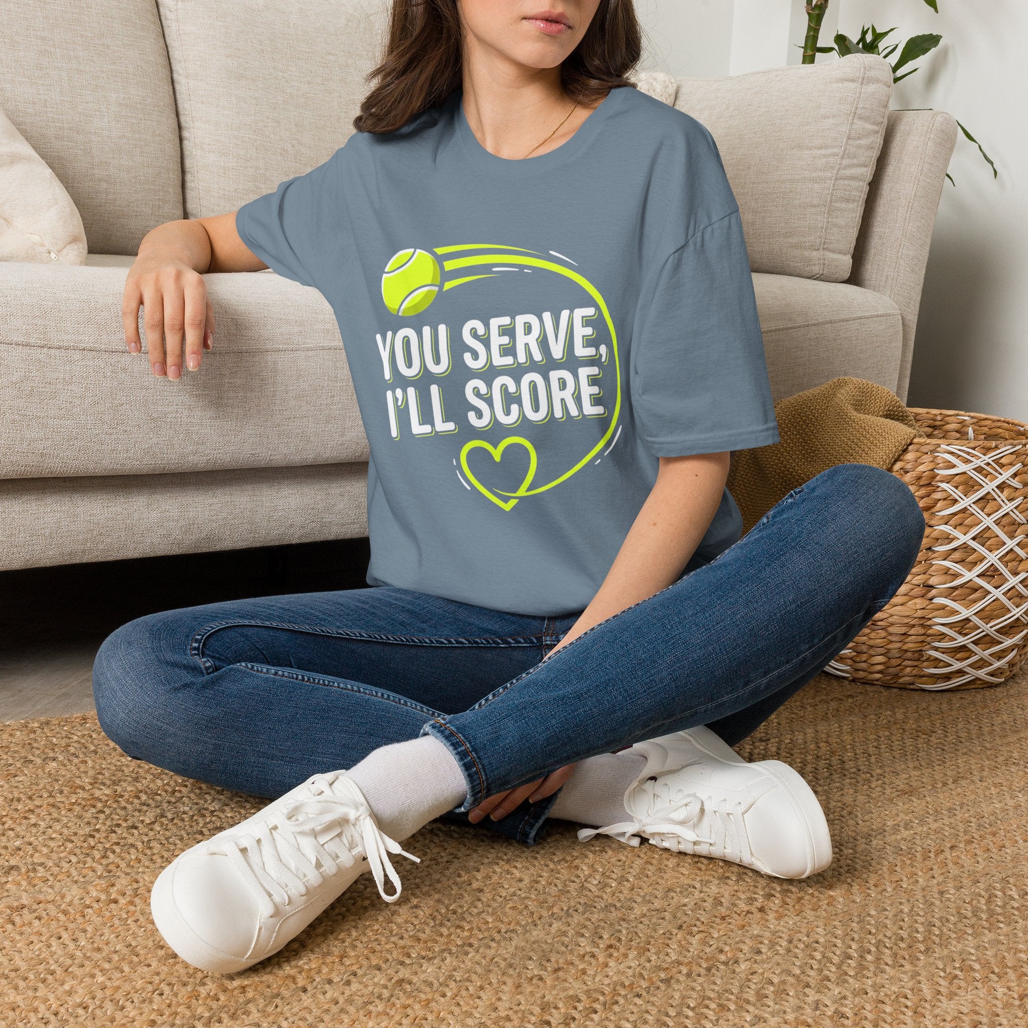 Funny Tennis Tee — "You Serve, I'll Score" Graphic T-Shirt