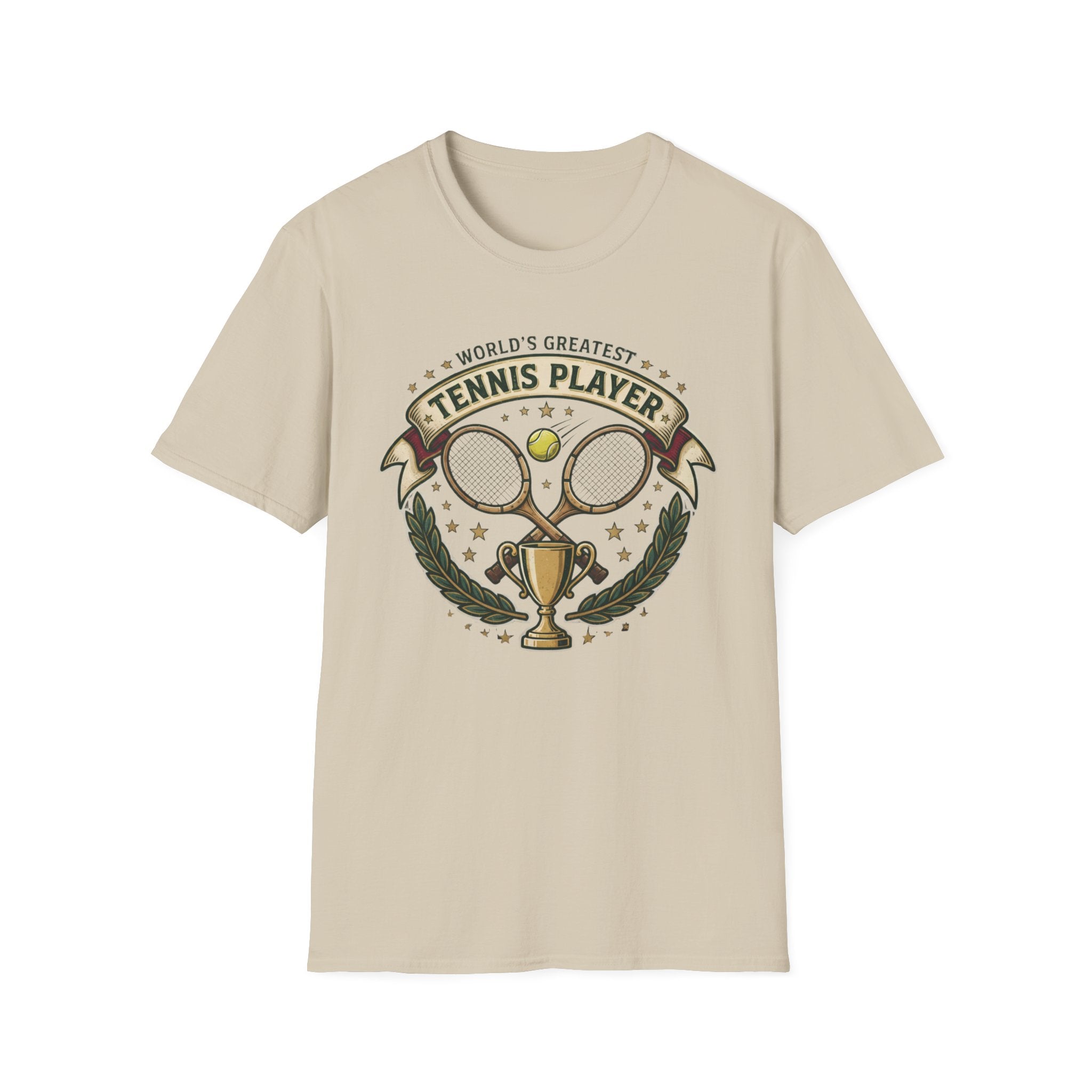 World's Greatest Tennis Player T-Shirt — Vintage Tennis Racket & Trophy Tee