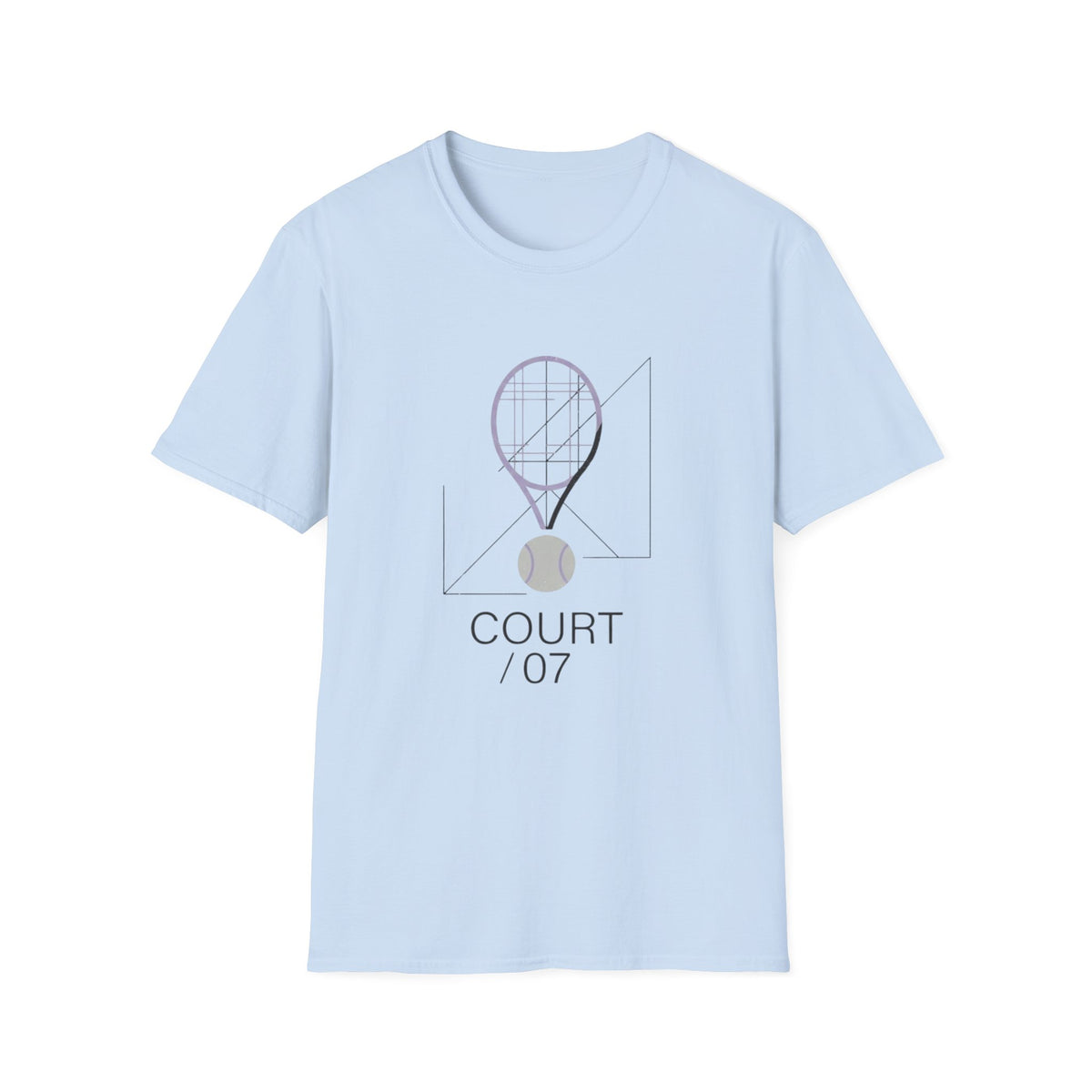 Tennis Court Graphic Tee — Court /07 Minimalist Racket & Ball Design