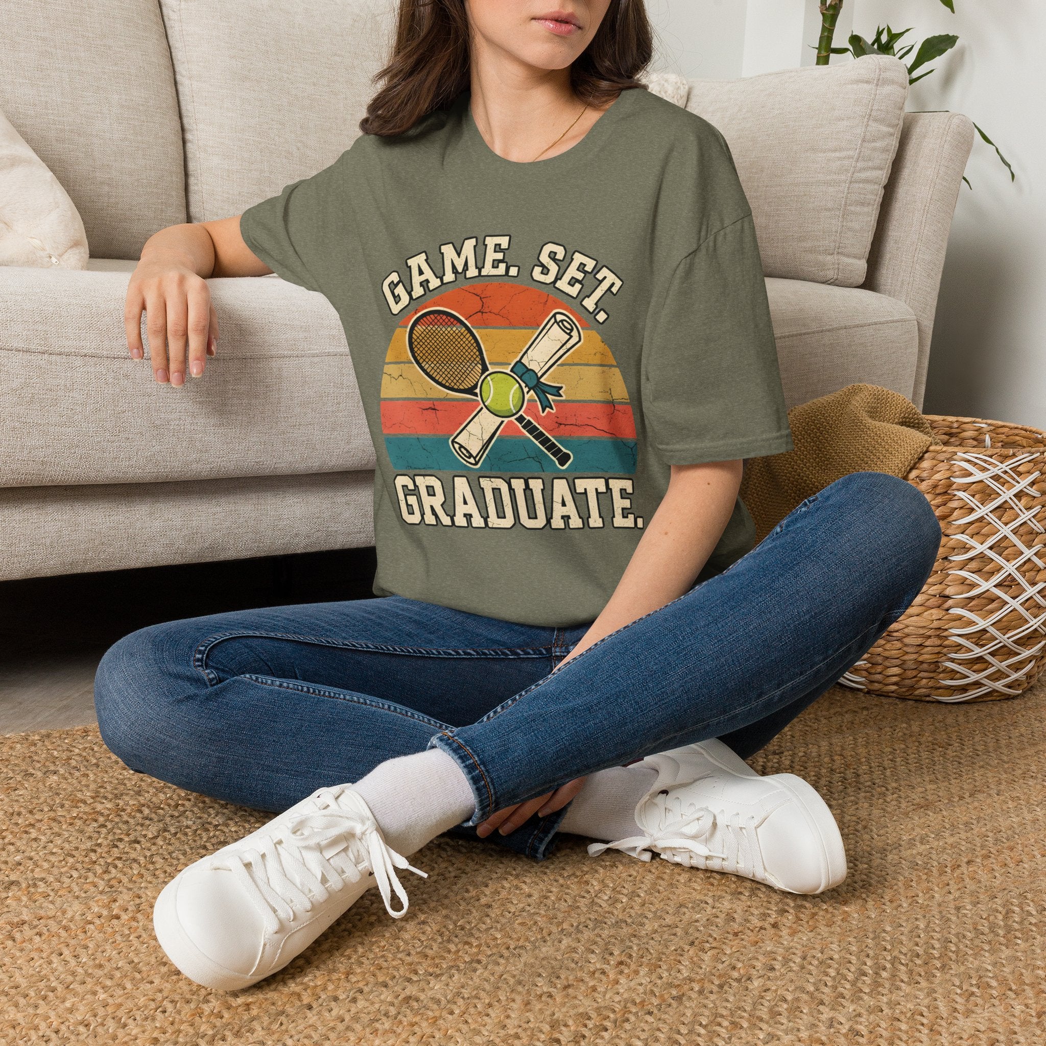 game set graduate Tennis T-shirt