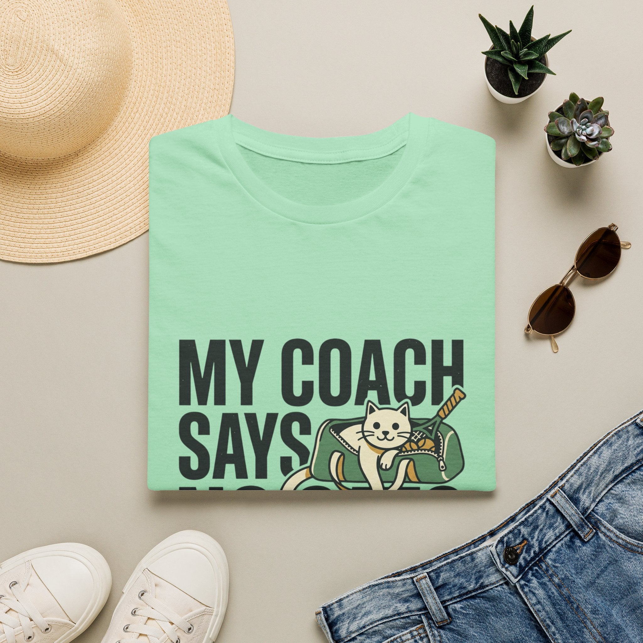 My Coach Says No Cats Funny Cat T-Shirt