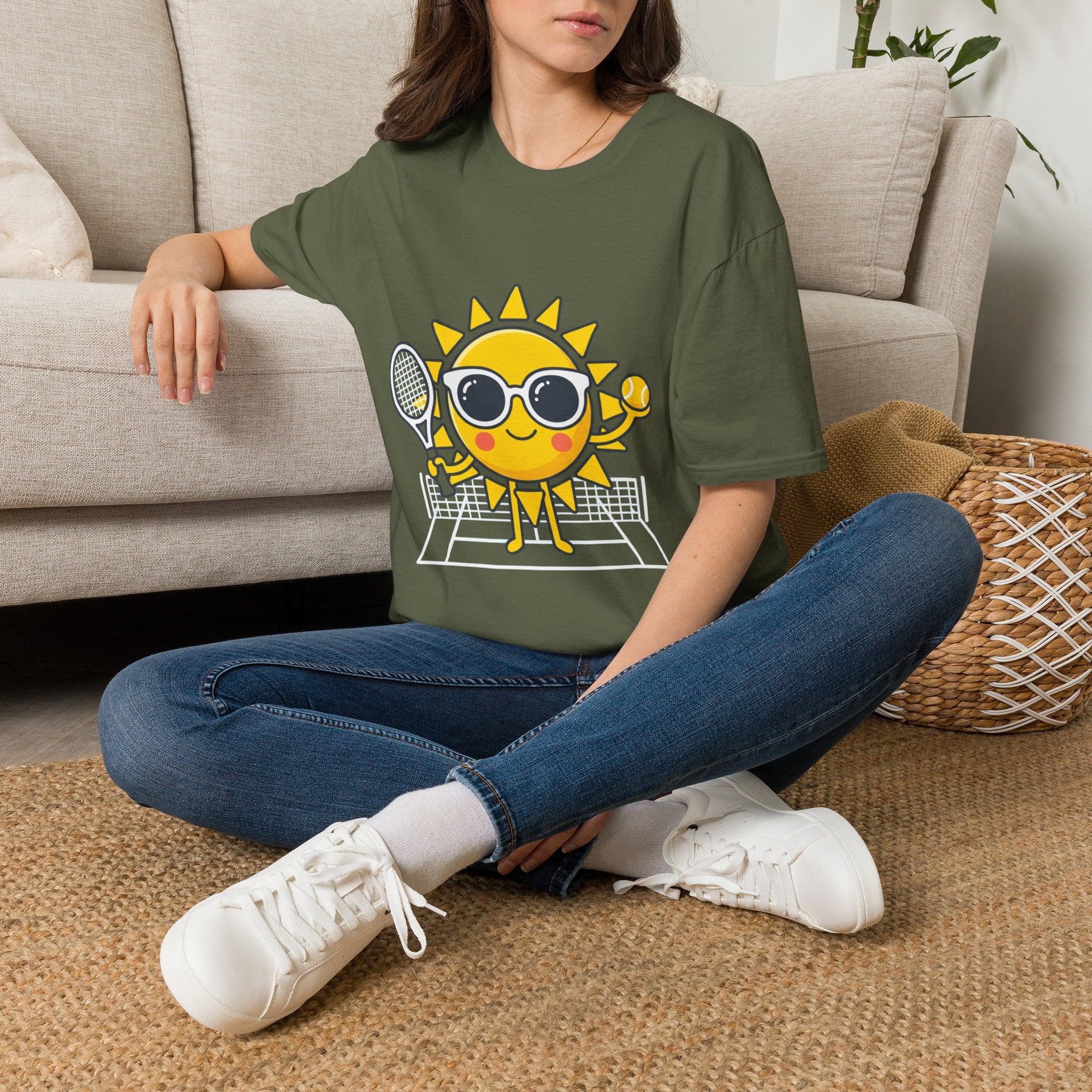 Sunshine Tennis Tee — Cute Sunglasses Sun Graphic T-Shirt