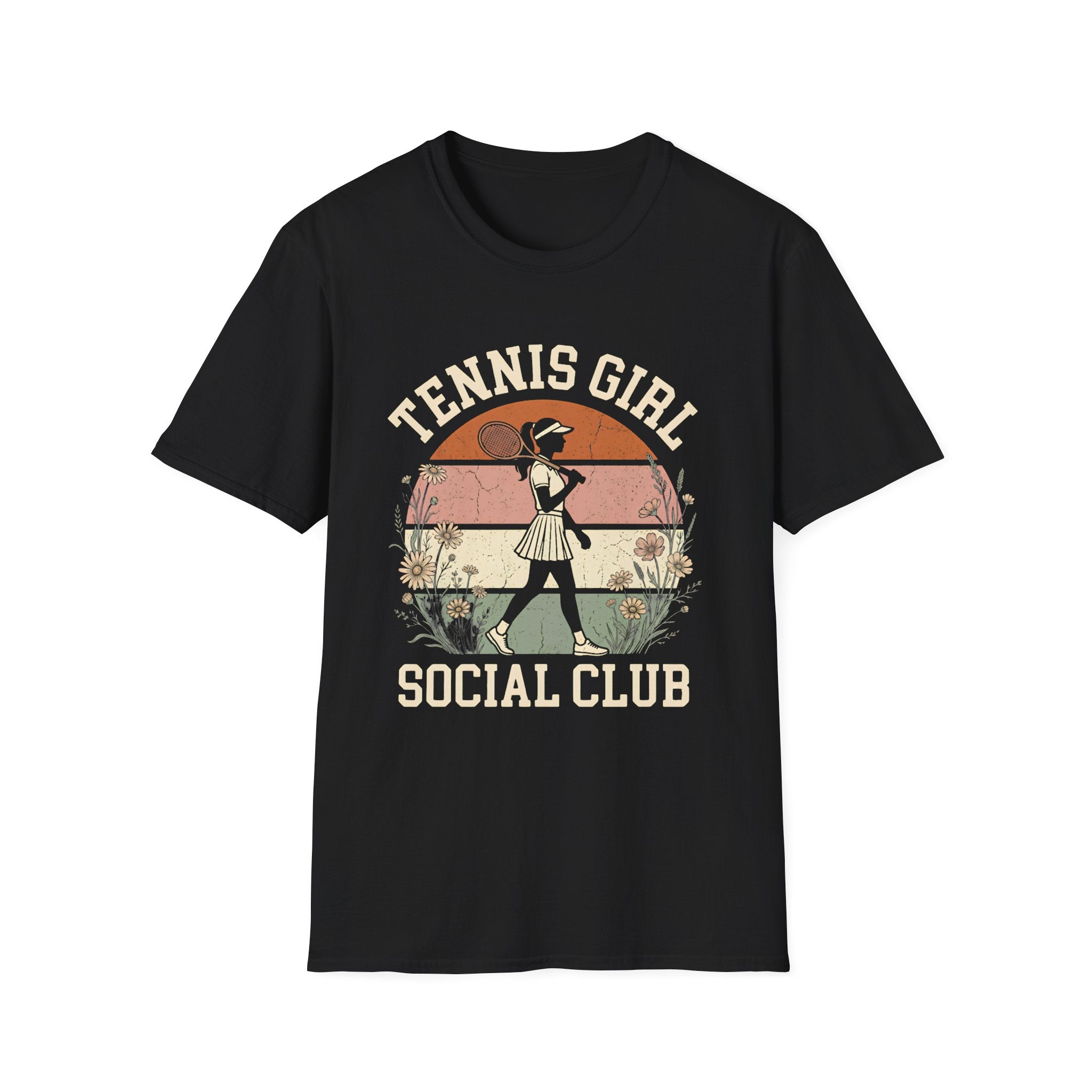 Retro Tennis Girl T-Shirt — Vintage Tennis Club Graphic Tee