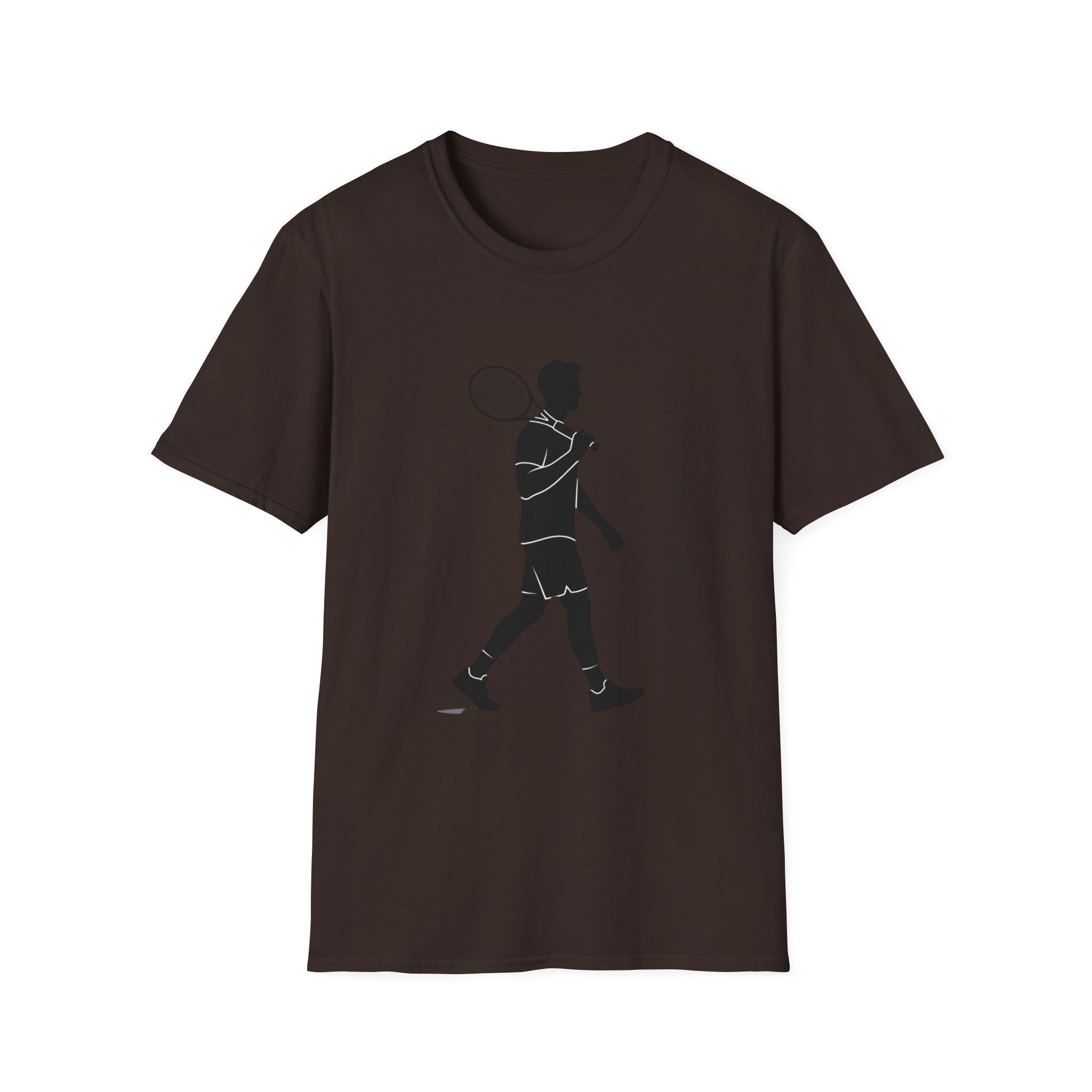Tennis Player Silhouette T‑Shirt — Minimal Athletic Graphic Tee