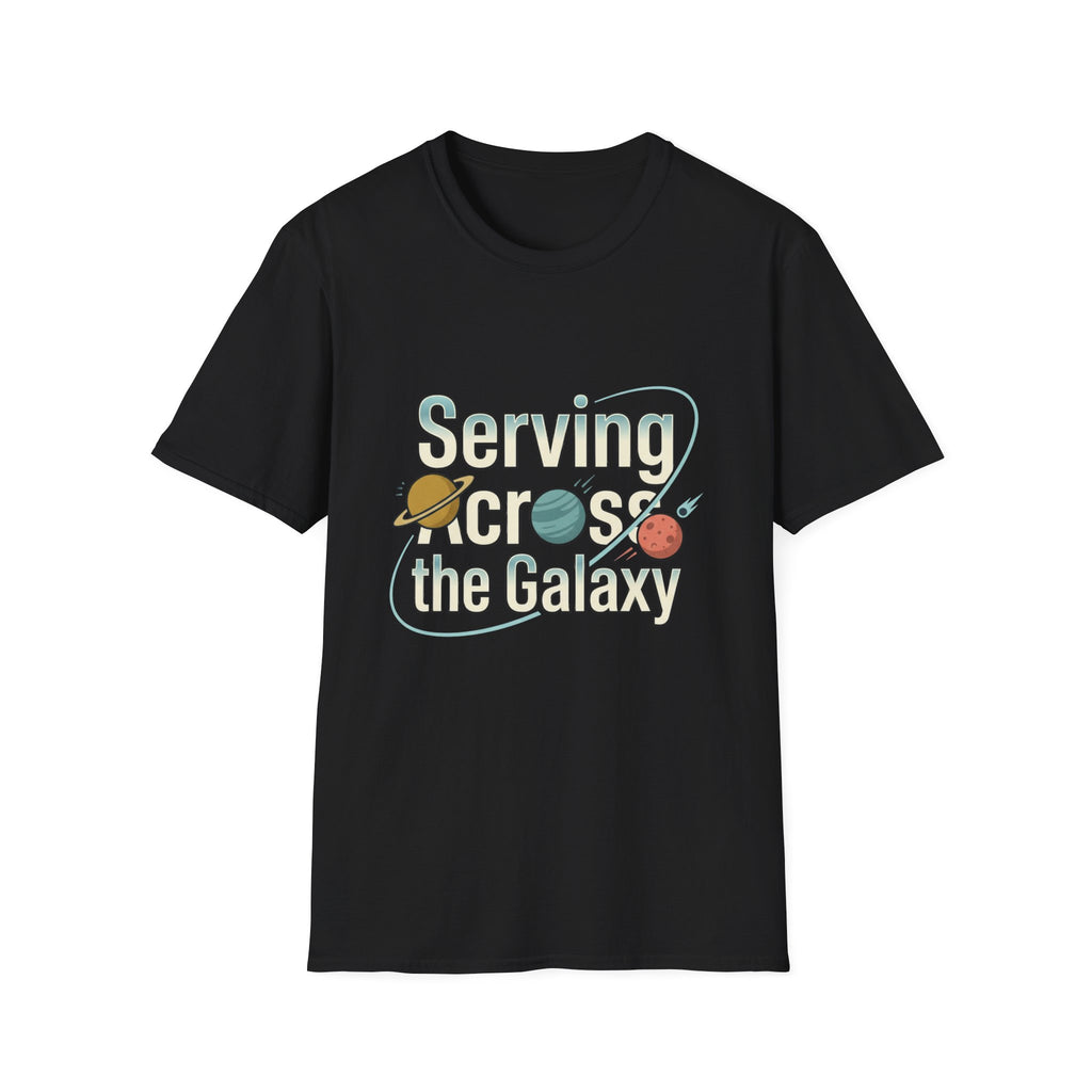 Serving Across the Galaxy Retro Space T-Shirt