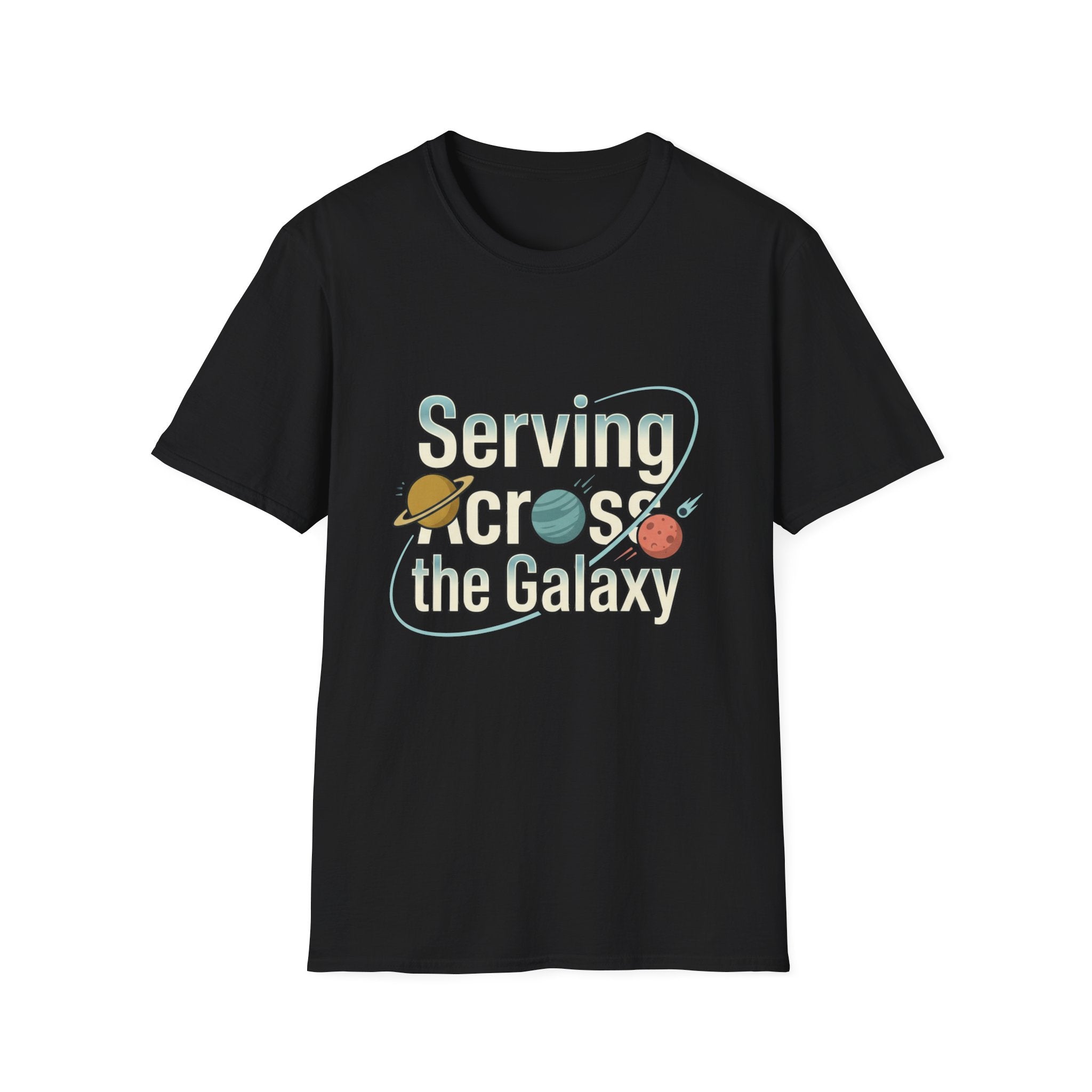 Serving Across the Galaxy Retro Space T-Shirt