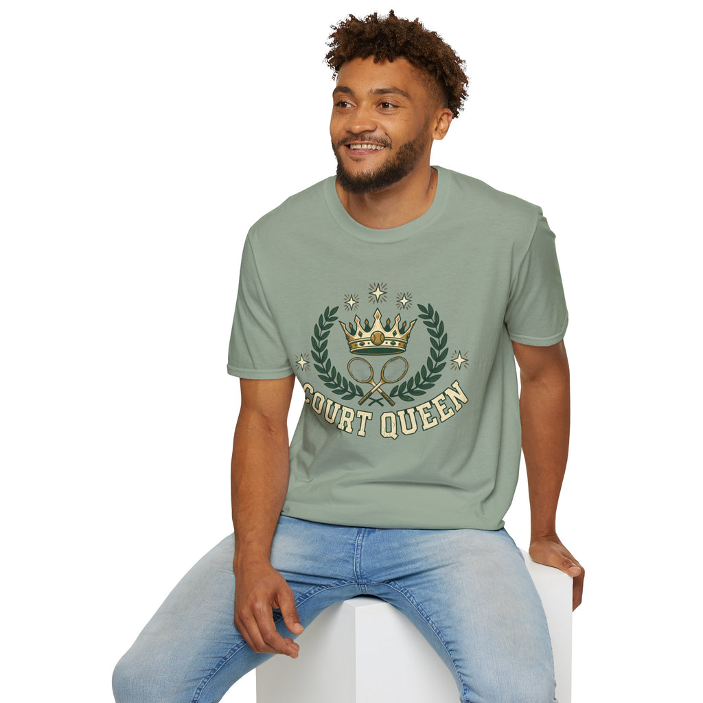 Court Queen Tennis T-Shirt — Vintage Crown Crest Tee