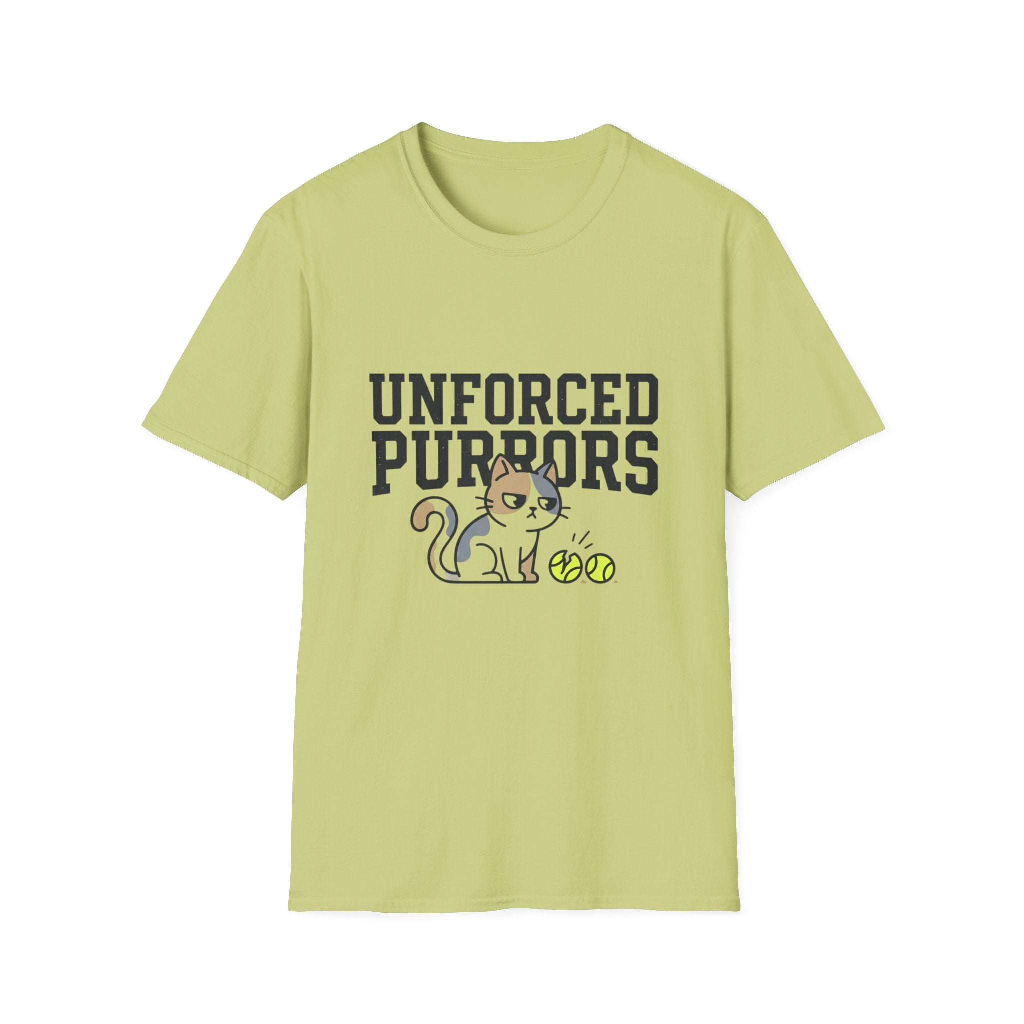 Unforced Purrs Cat T-Shirt — Funny Tennis Cat Graphic Tee