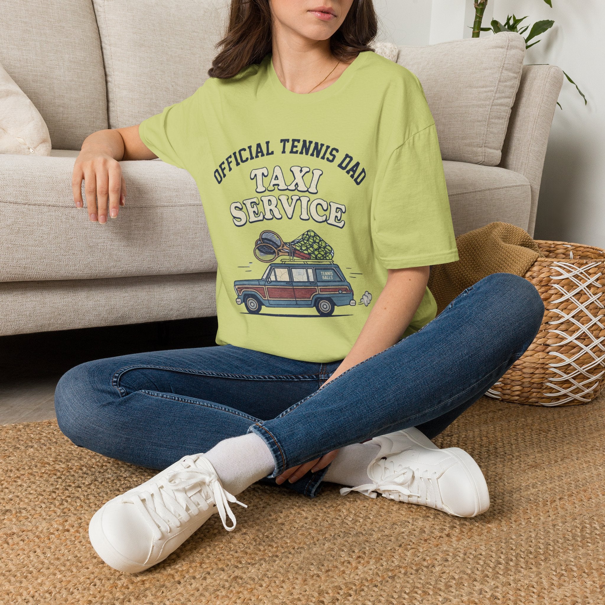 T-Shirt — "Official Tennis Dad Taxi Service" Vintage Car Dad Tee