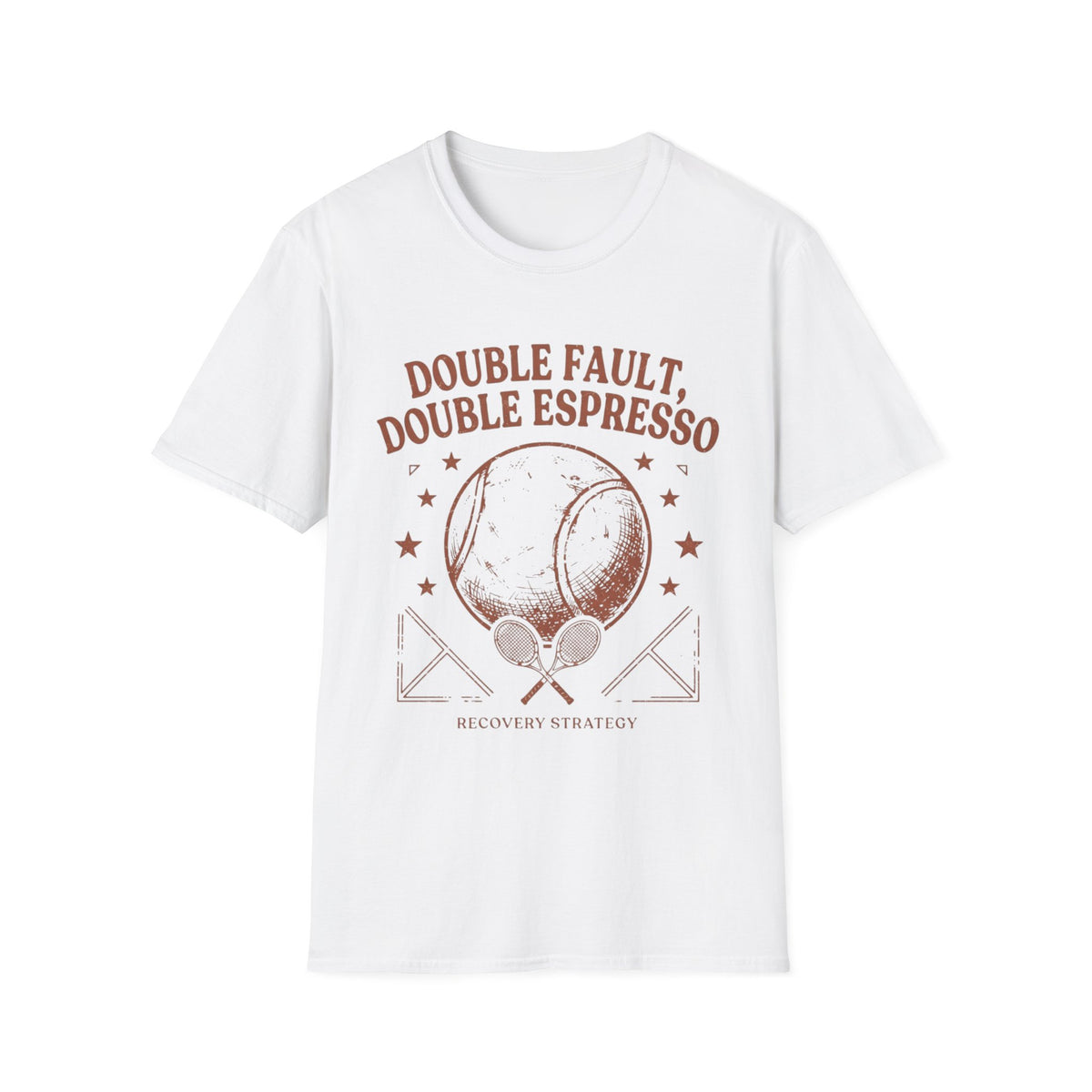 T-Shirt — "Double Fault, Double Espresso" Tennis Coffee Graphic Tee
