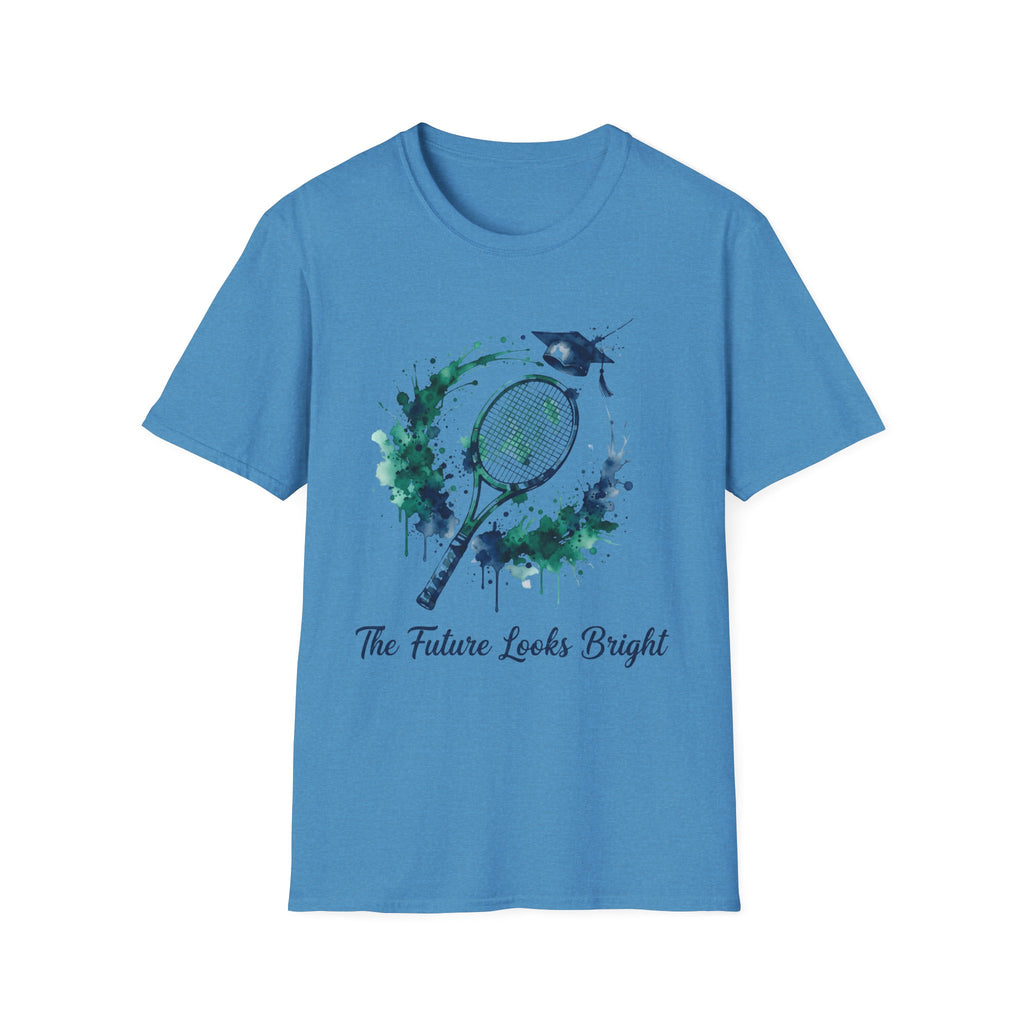 Tennis Watercolor Tee — “The Future Looks Bright” Graduation & Athlete Shirt