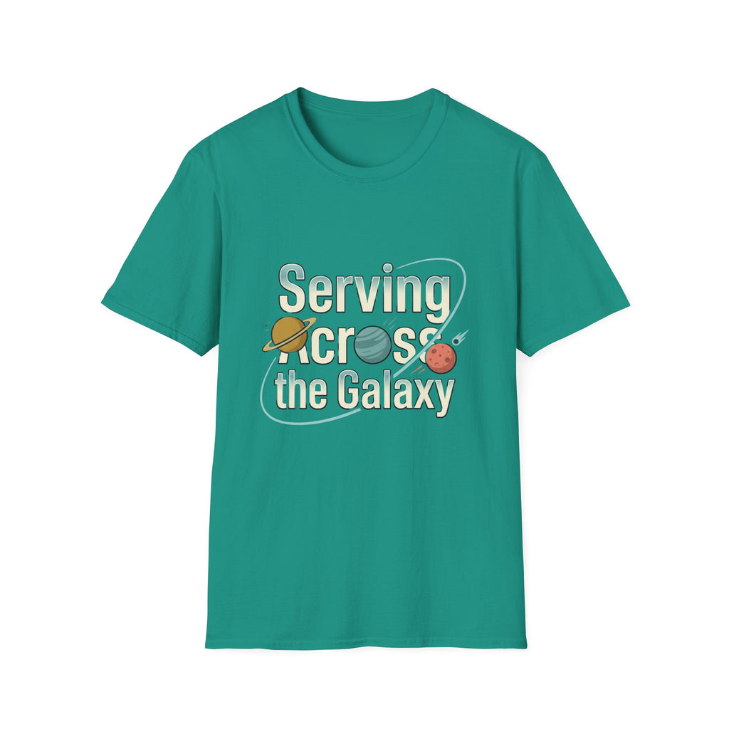 Serving Across the Galaxy Retro Space T-Shirt