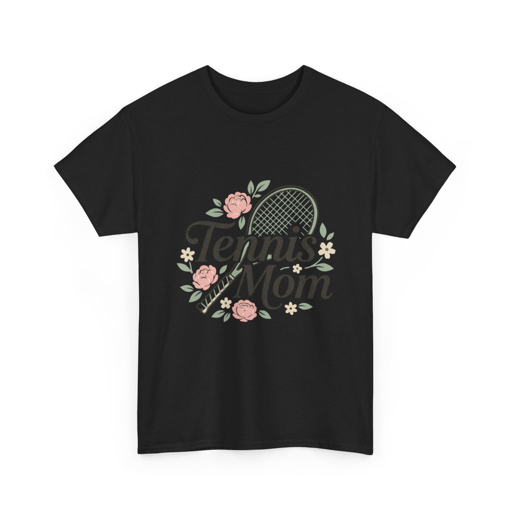 Tennis Mom T‑Shirt — Floral Tennis Racket Tee for Proud Sports Moms