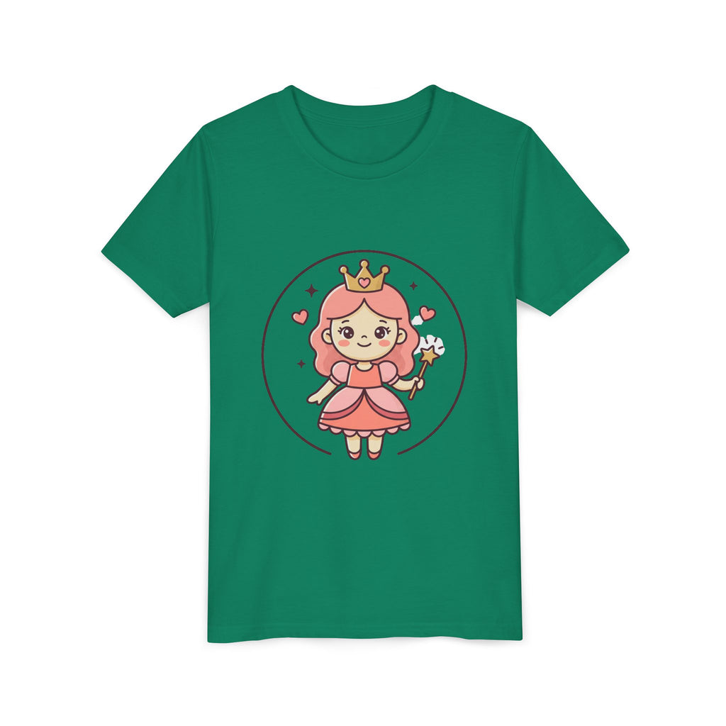 Princess Fairy Kids T-Shirt - Cute Pink Crowned Princess Graphic Youth Tee