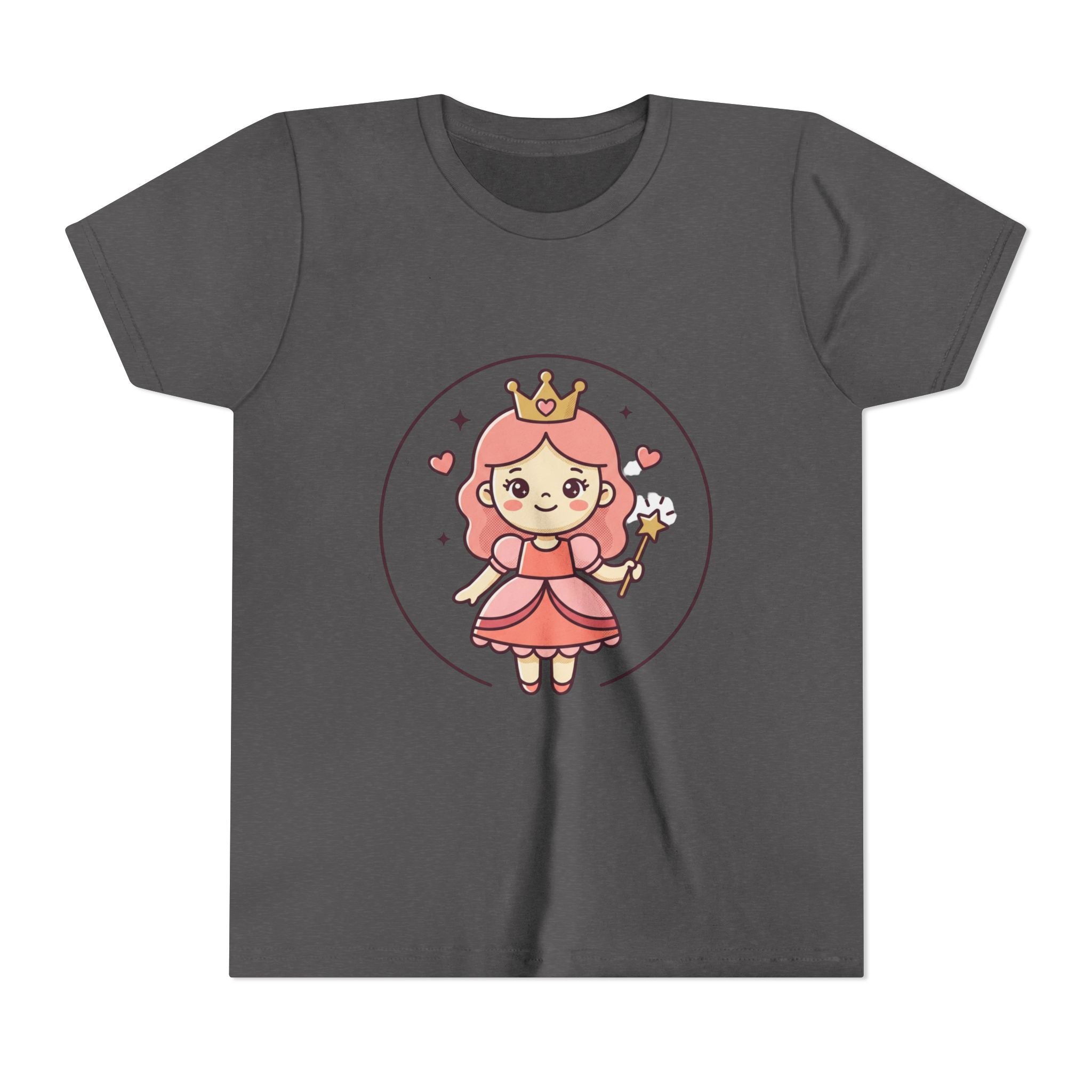 Princess Fairy Kids T-Shirt - Cute Pink Crowned Princess Graphic Youth Tee