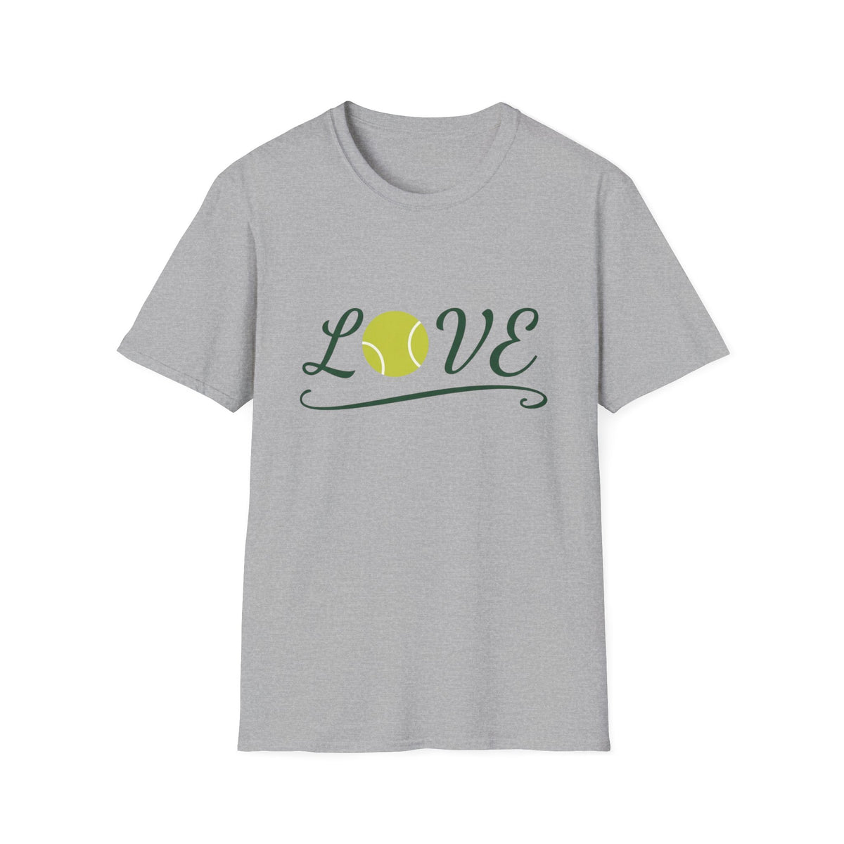 Tennis Love T-Shirt — Script "LOVE" with Tennis Ball Design