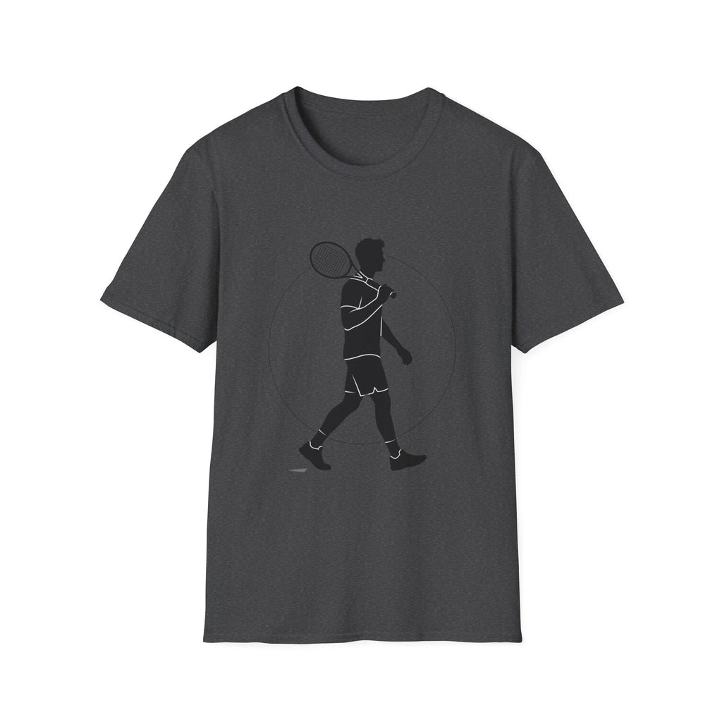 Tennis Player Silhouette T‑Shirt — Minimal Athletic Graphic Tee