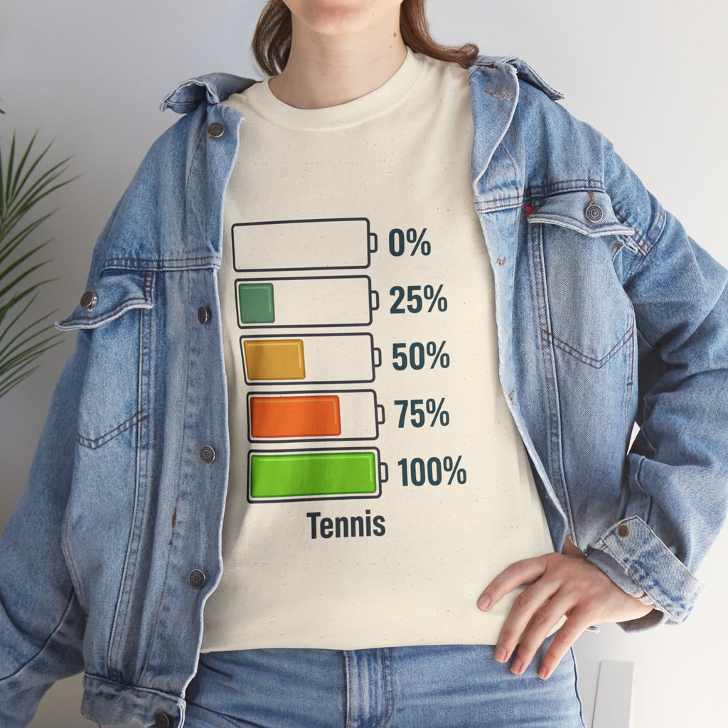 T-Shirt — Tennis Battery Level Graphic Tee (0%-100%)