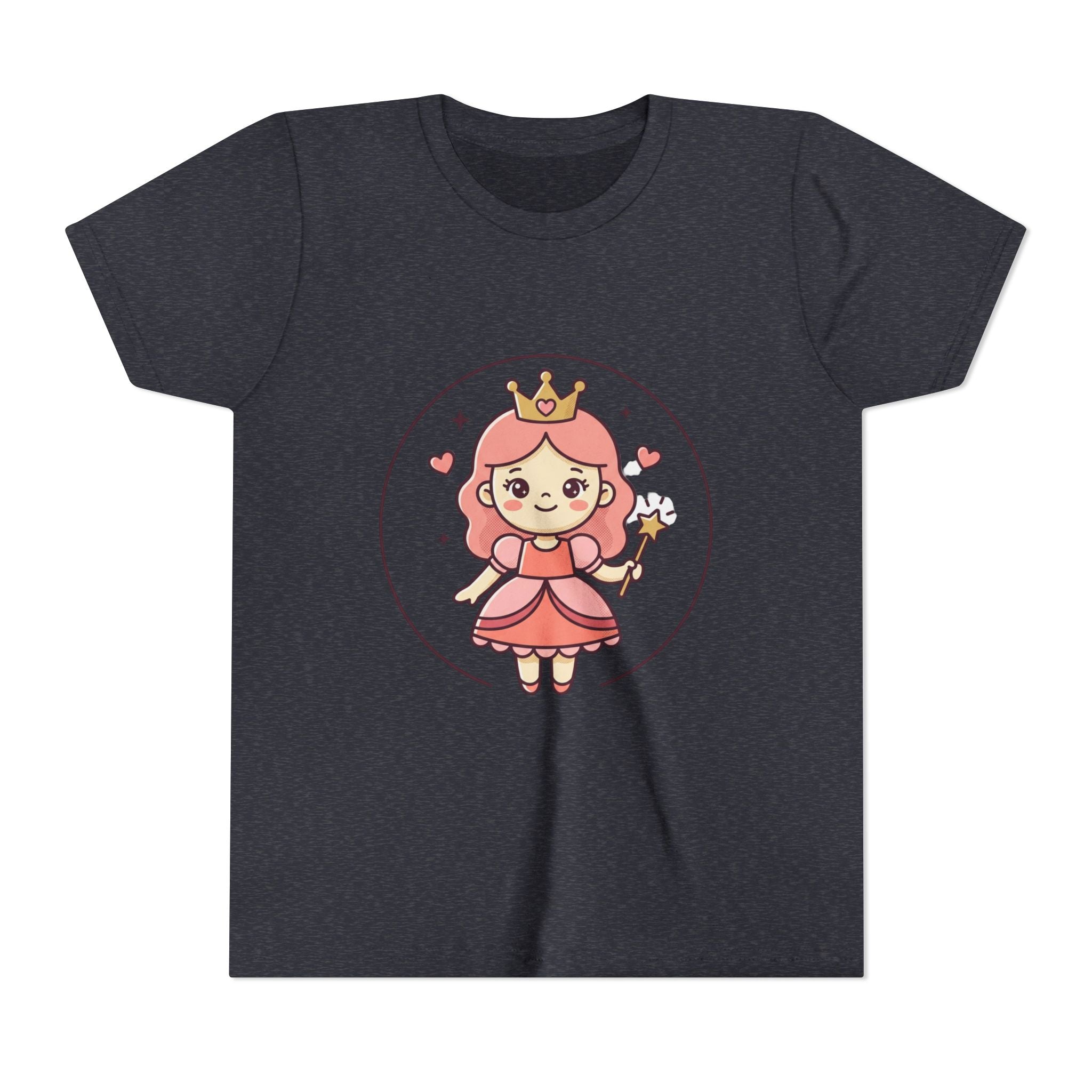Princess Fairy Kids T-Shirt - Cute Pink Crowned Princess Graphic Youth Tee