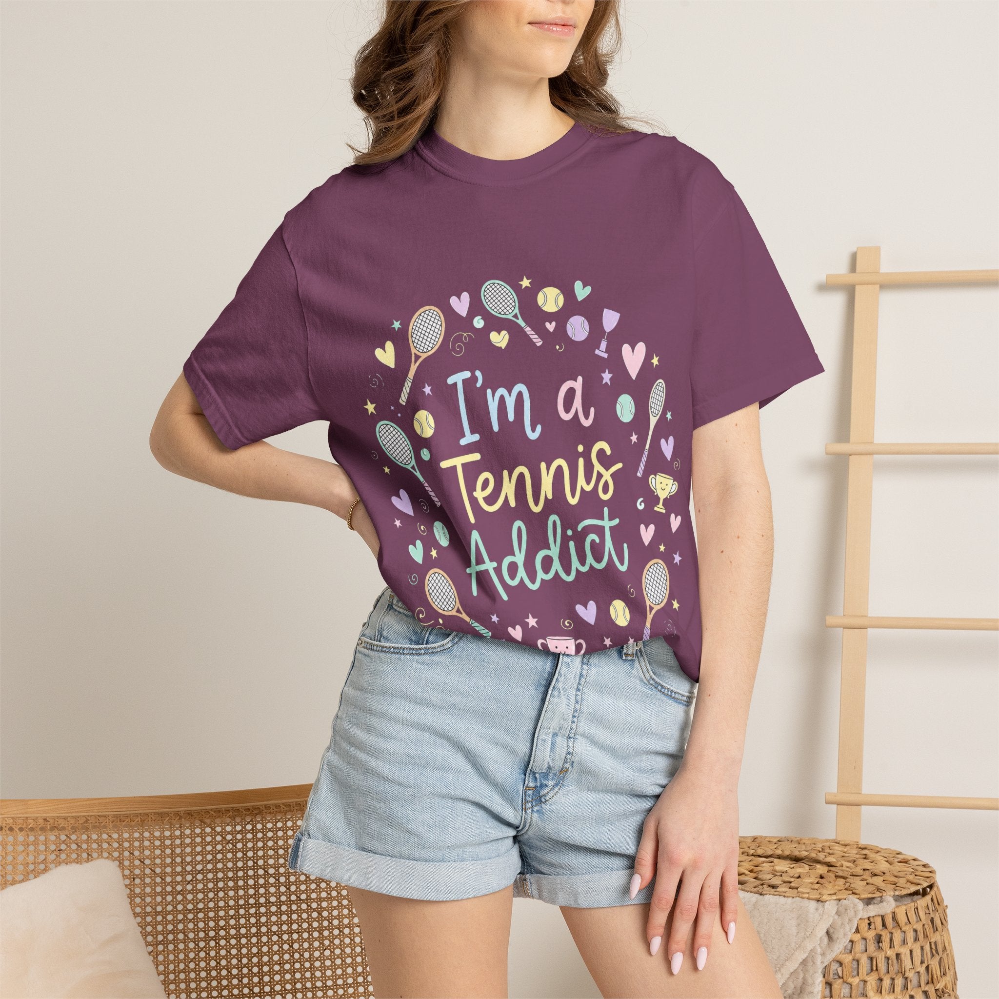 I'm a Tennis Addict T‑Shirt — Cute Pastel Tennis Graphic Tee for Players & Fans