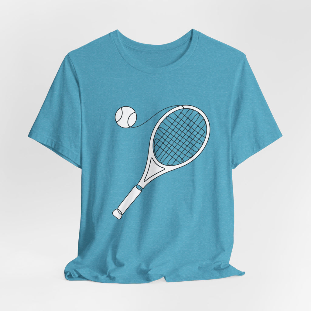 Tennis Racket & Ball Graphic Tee – Minimal Sports T‑Shirt for Players & Fans