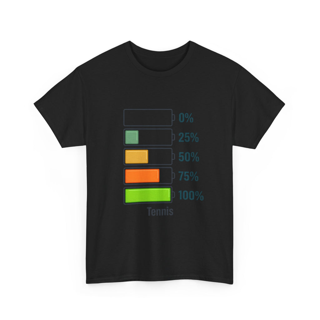 T-Shirt — Tennis Battery Level Graphic Tee (0%-100%)