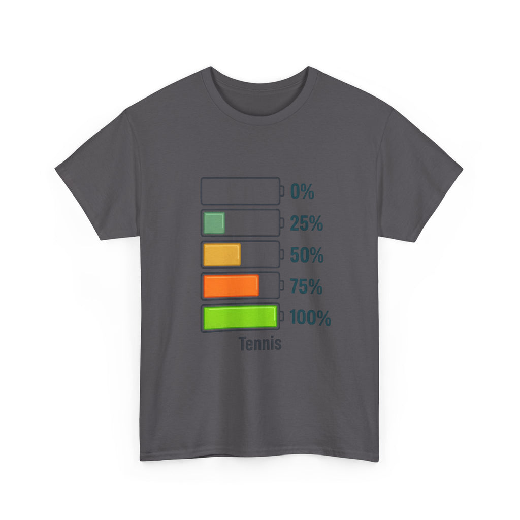 T-Shirt — Tennis Battery Level Graphic Tee (0%-100%)