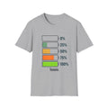 T-Shirt — Tennis Energy Levels Graphic Tee (0%–100% Battery Bars)