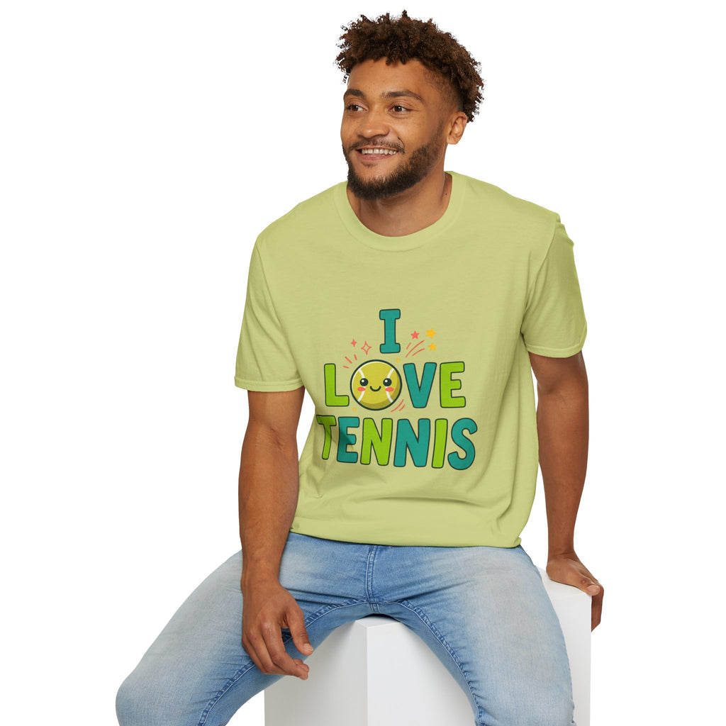 I Love Tennis T-Shirt — Cute Smiley Tennis Ball Tee for Players & Fans