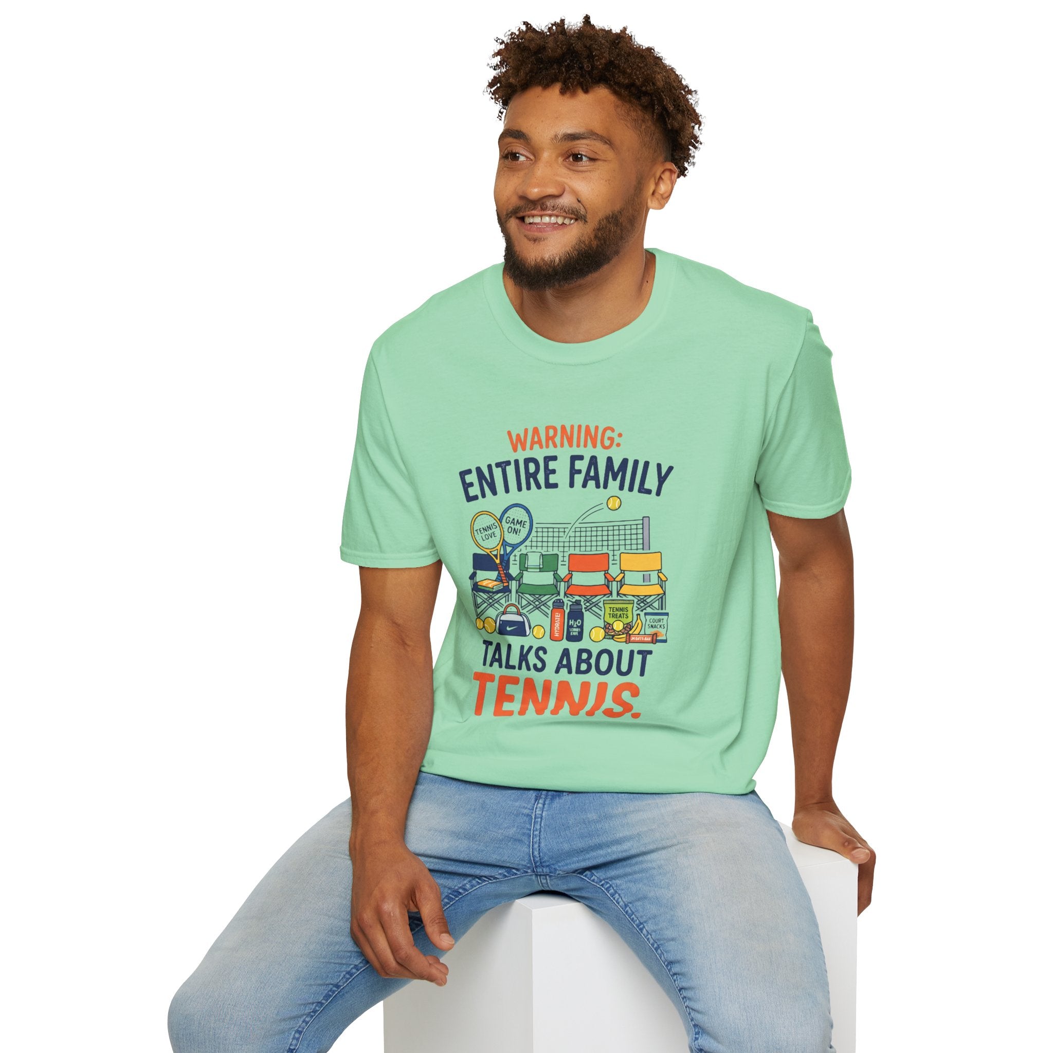 T-Shirt — "Warning: Entire Family Talks About Tennis" Graphic Tee