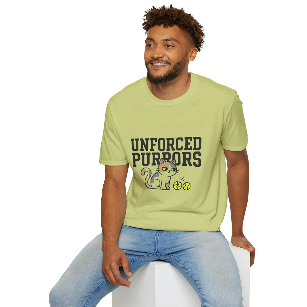 Unforced Purrs Cat T-Shirt — Funny Tennis Cat Graphic Tee
