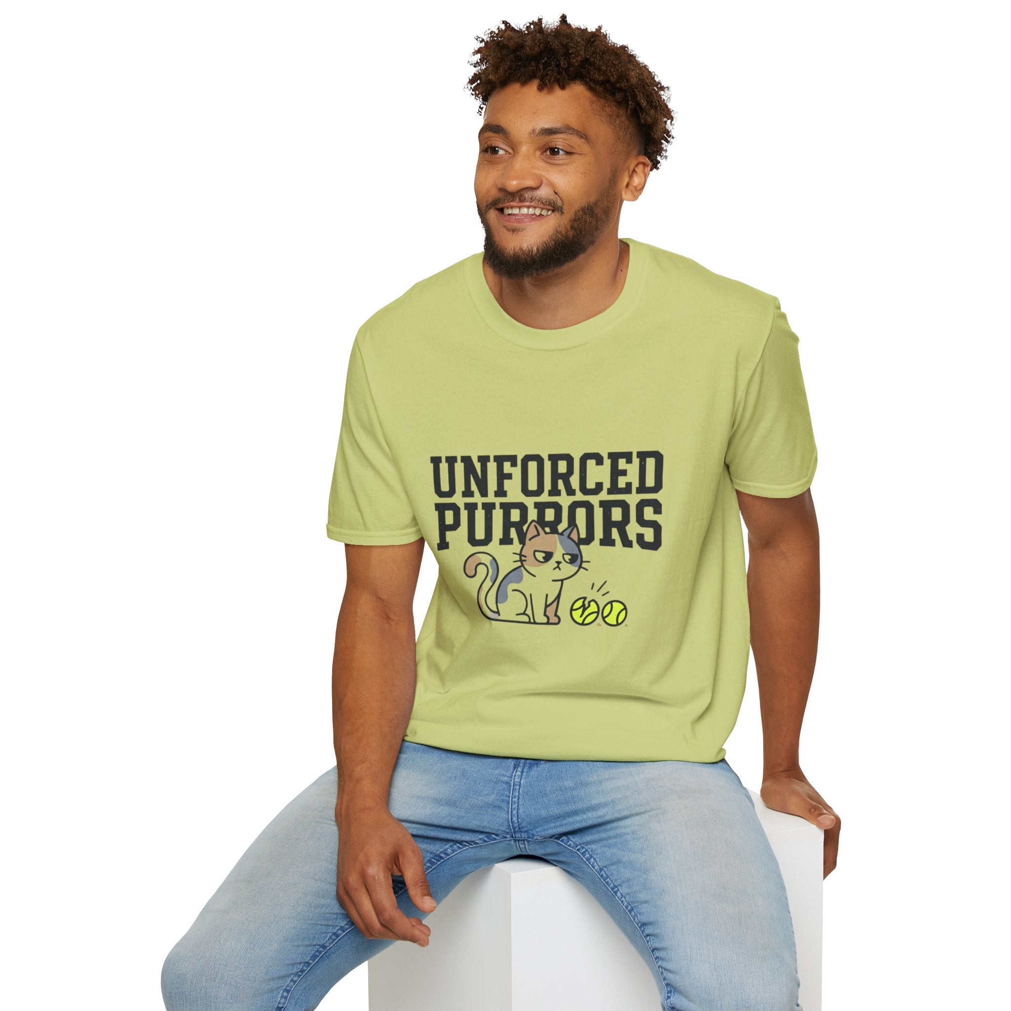 Unforced Purrs Cat T-Shirt — Funny Tennis Cat Graphic Tee