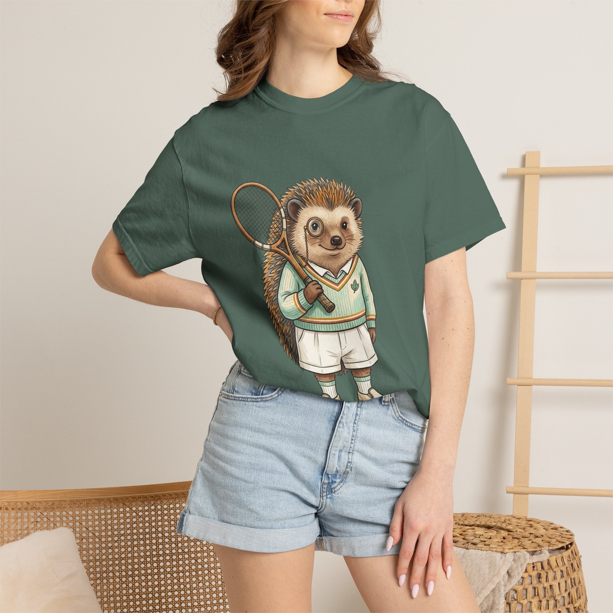 Hedgehog Tennis Player T‑Shirt — Cute Vintage Sports Animal Tee