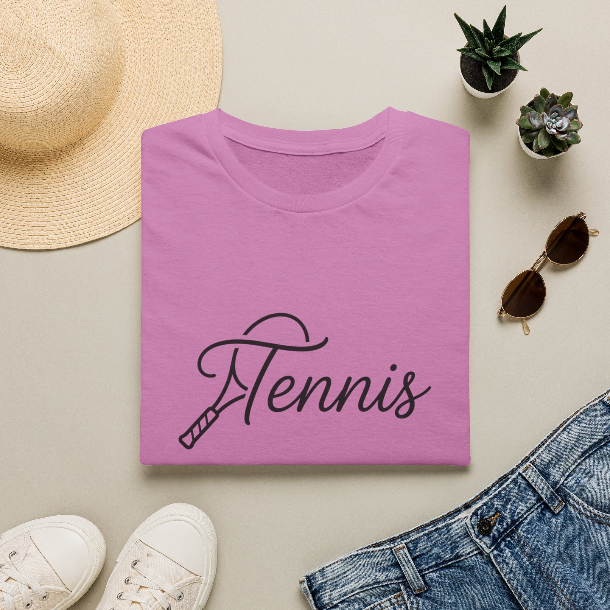 Tennis Script T-Shirt — Elegant Racket Design