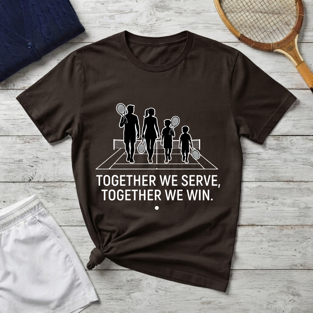 tennis Family T-Shirt — “Together We Serve, Together We Win”