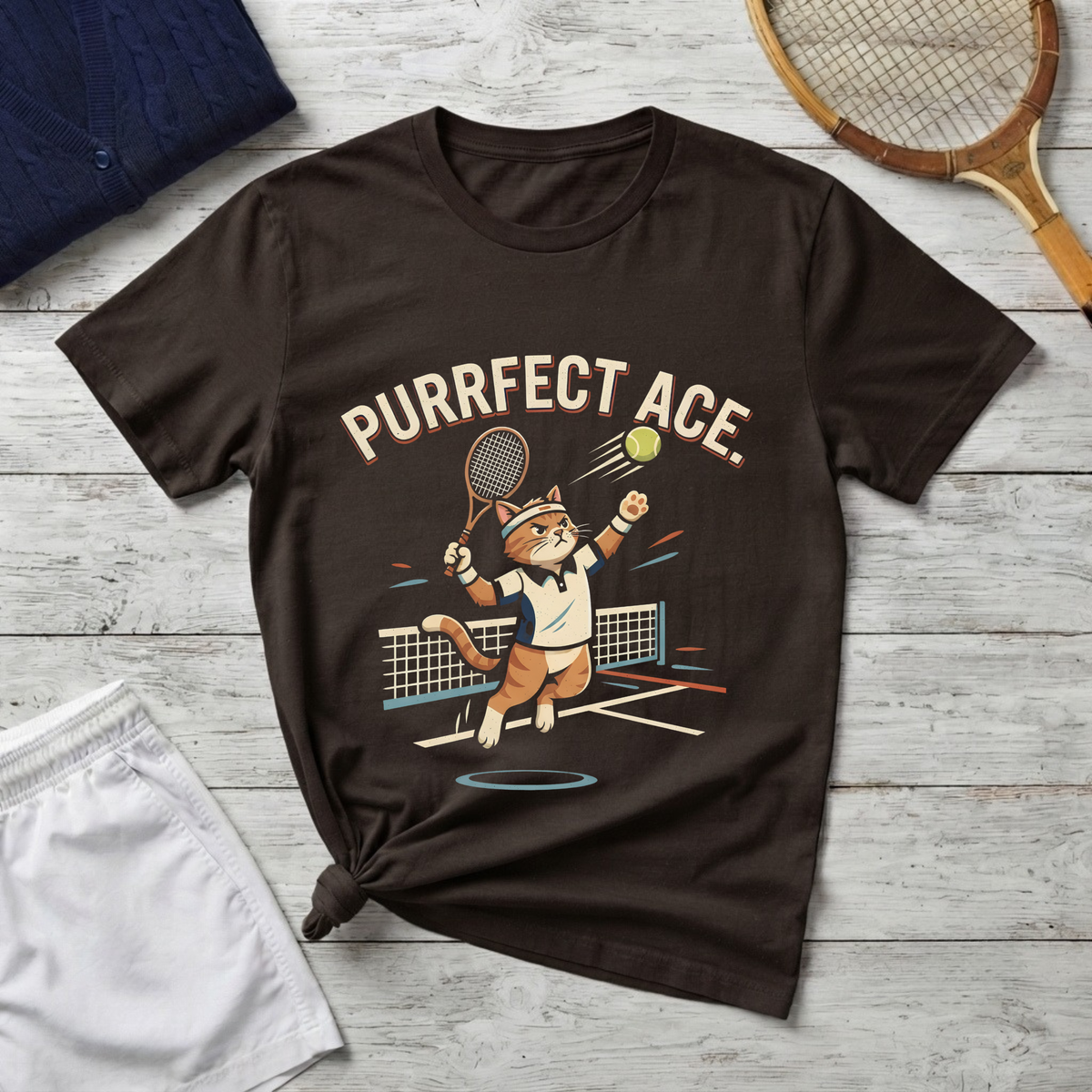 Purrfect Ace Tennis T‑Shirt