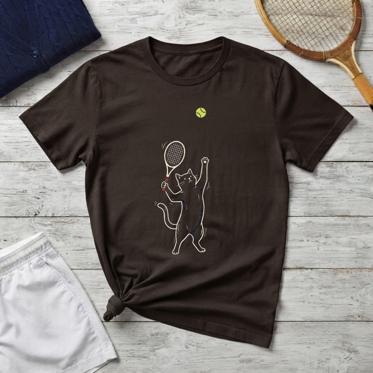 Playful Tennis Cat T-Shirt