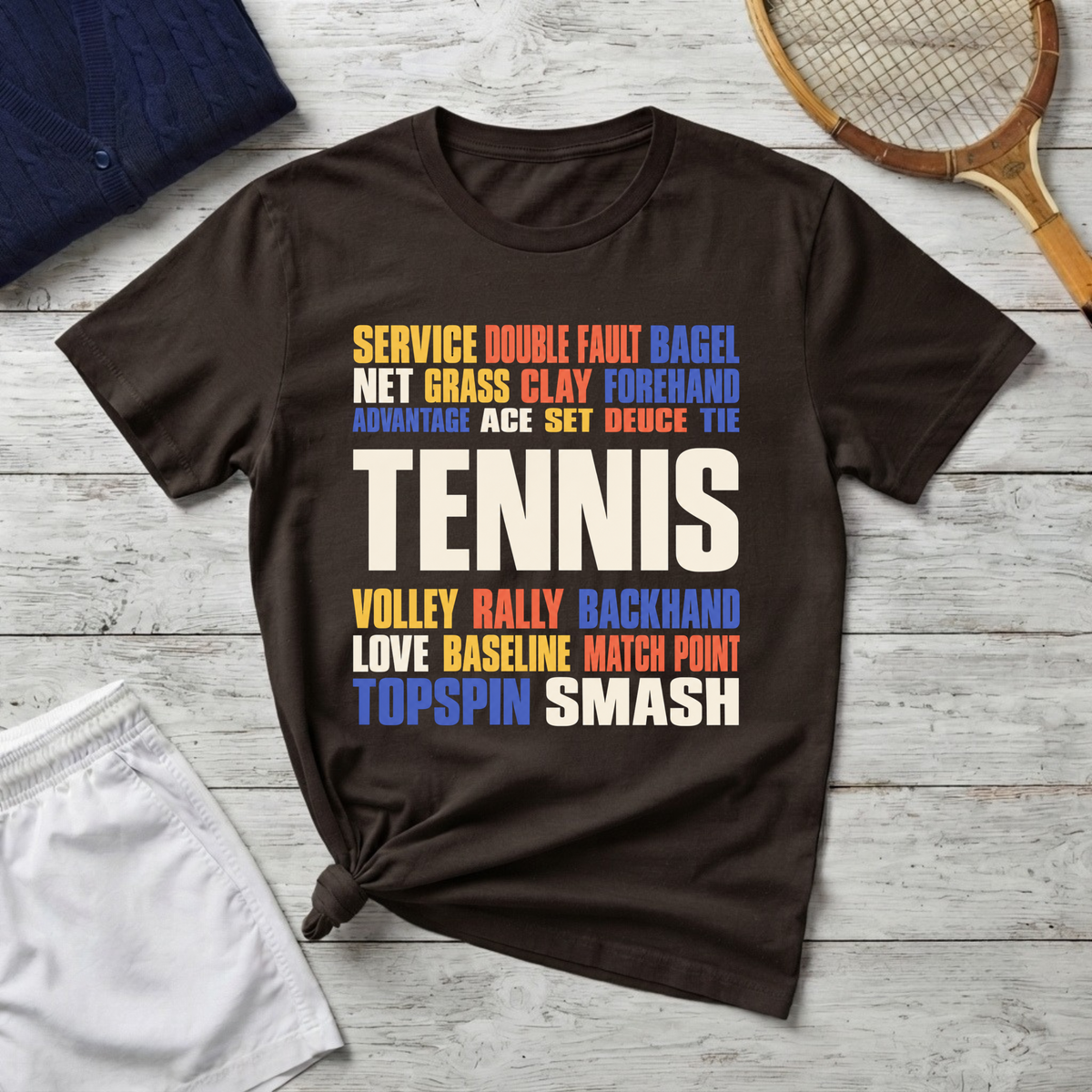 Tennis Terms Graphic T-Shirt – Tennis Player Gift for Fans and Coaches