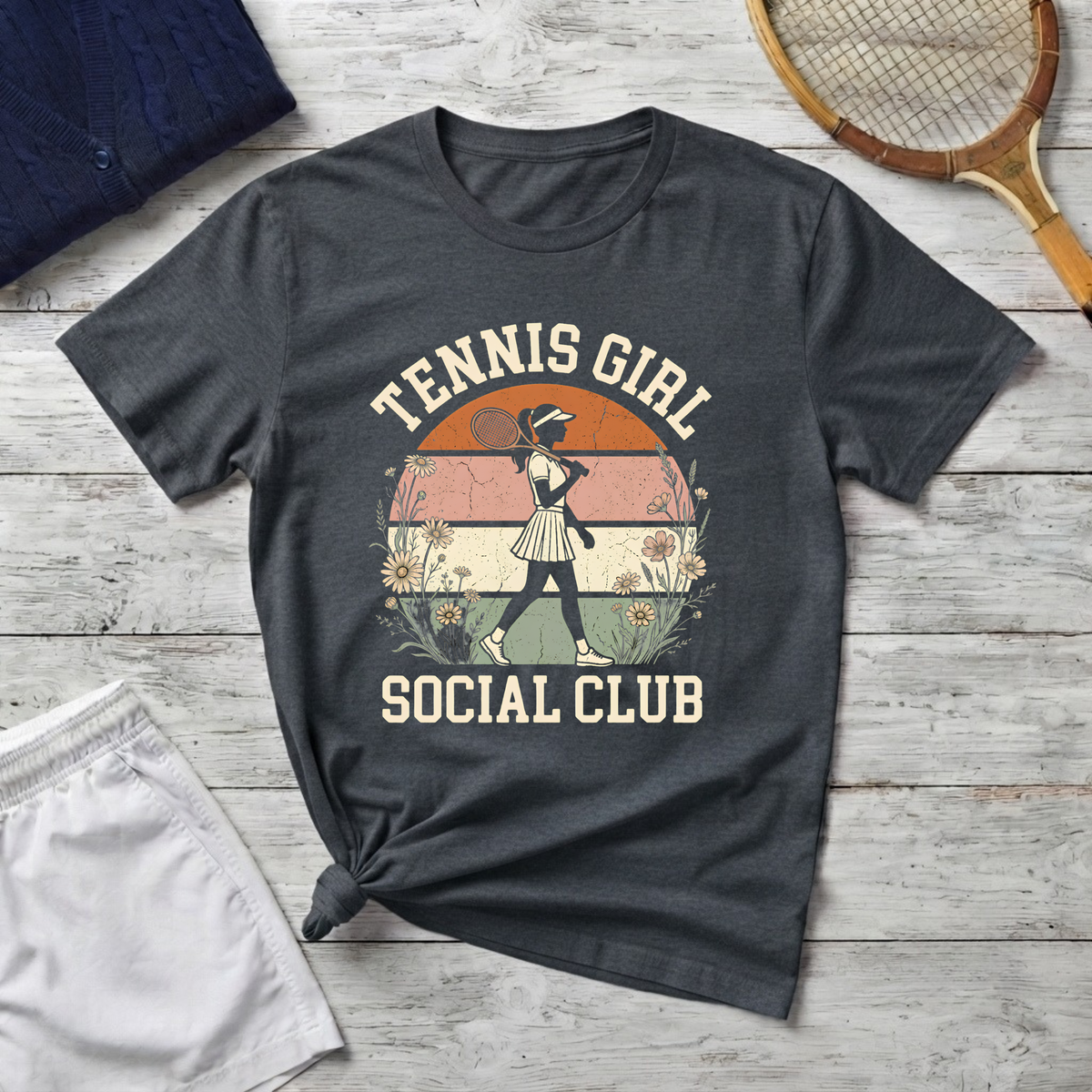 Retro Tennis Girl T-Shirt — Vintage Tennis Club Graphic Tee