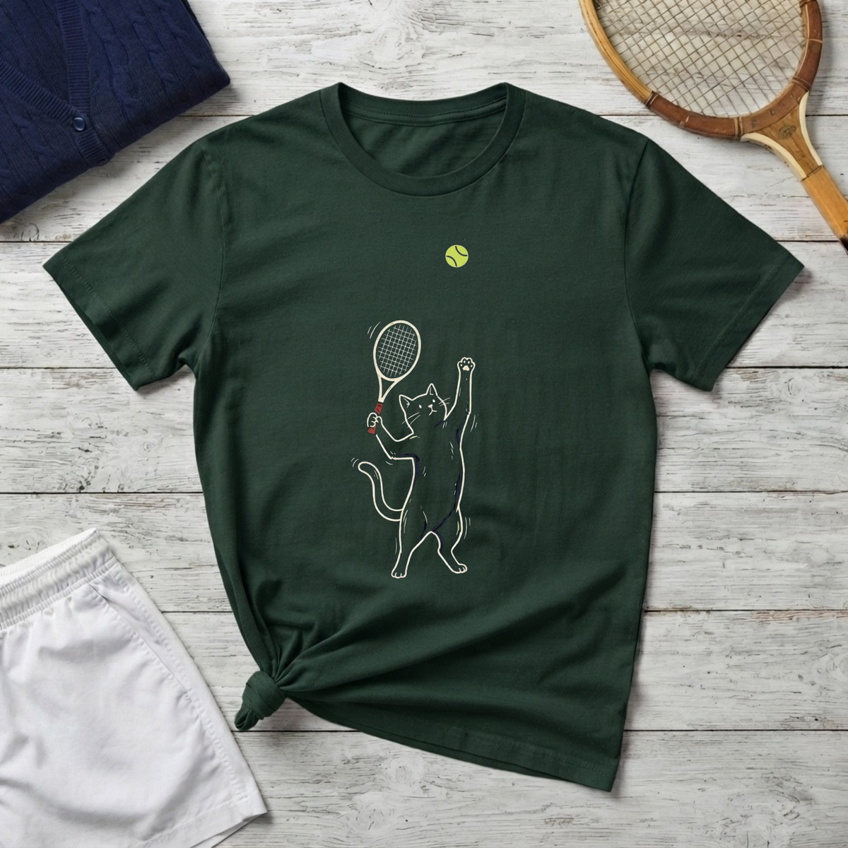 Playful Tennis Cat T-Shirt
