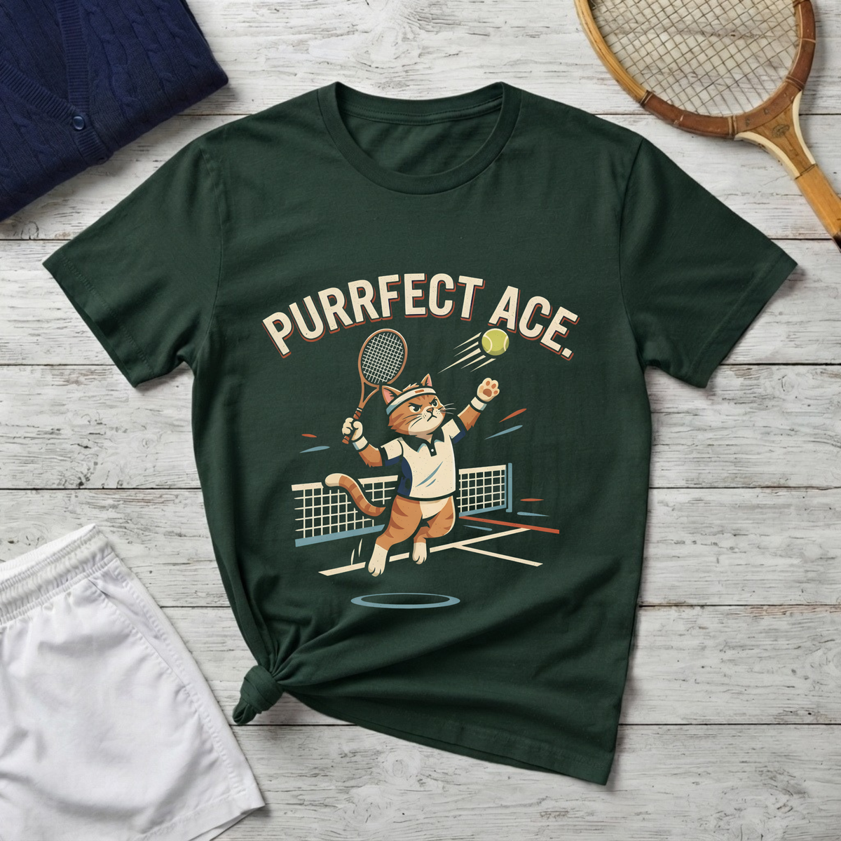 Purrfect Ace Tennis T‑Shirt