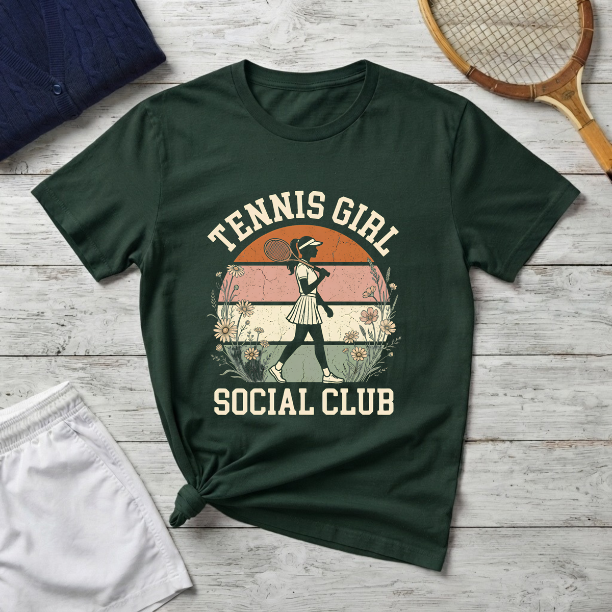 Retro Tennis Girl T-Shirt — Vintage Tennis Club Graphic Tee