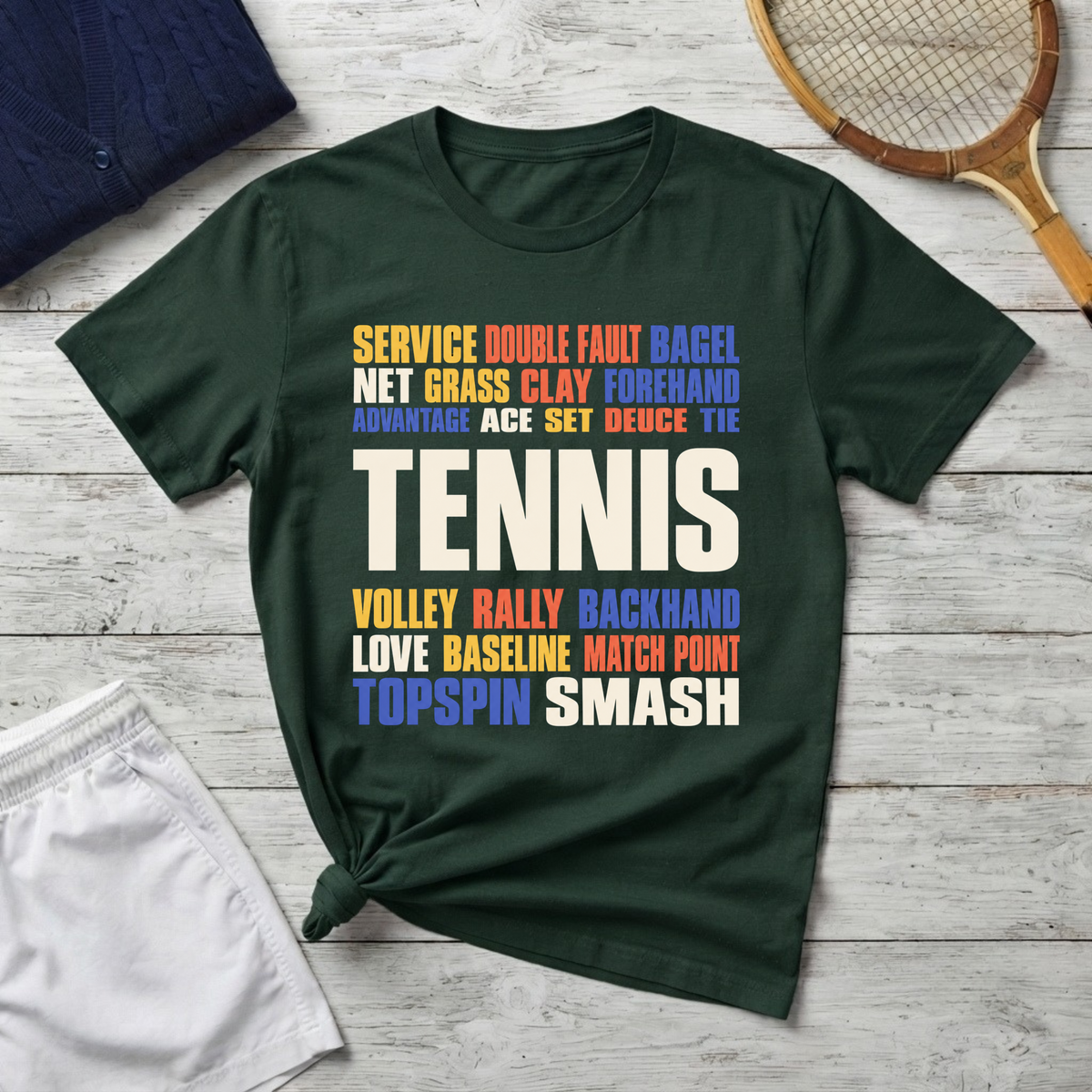Tennis Terms Graphic T-Shirt – Tennis Player Gift for Fans and Coaches