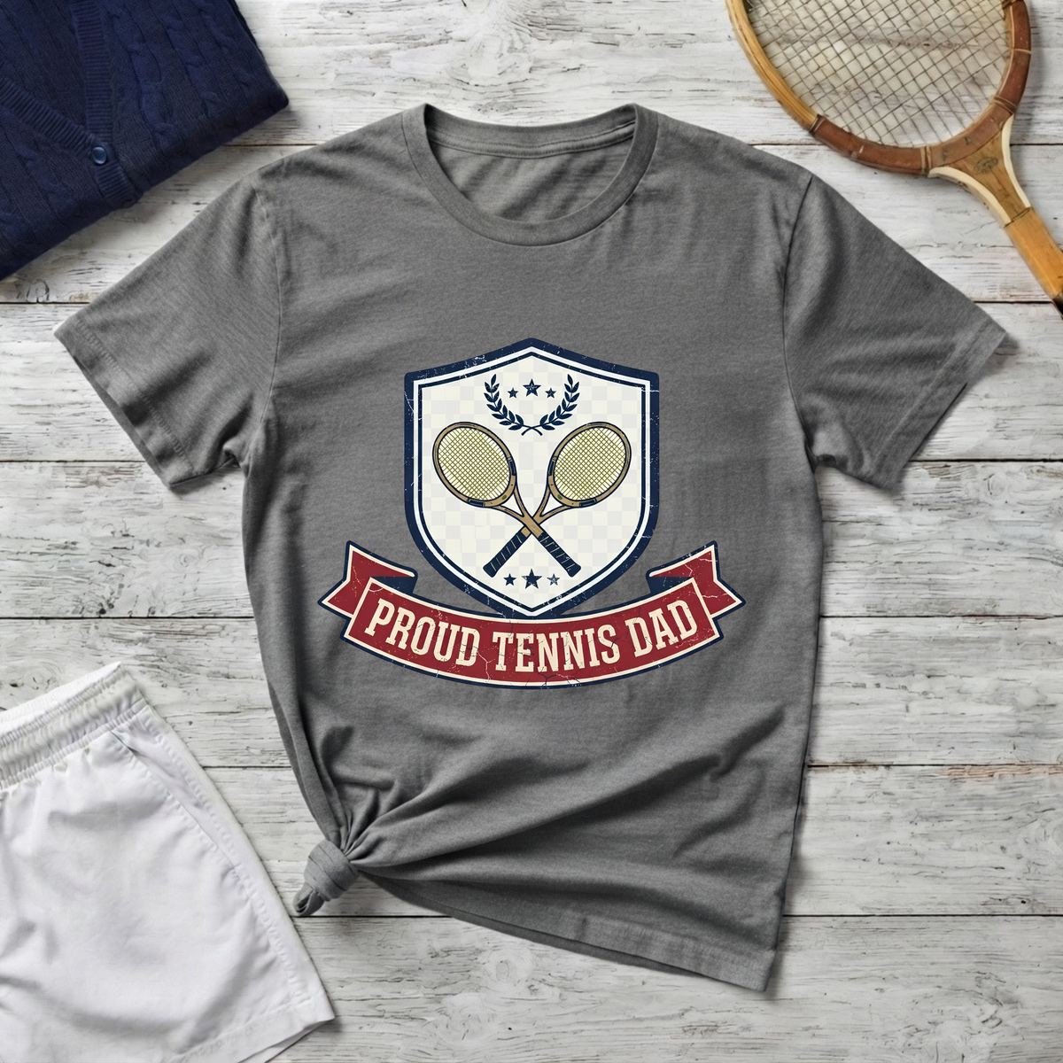 Proud Tennis Dad T-Shirt — Vintage Tennis Crest Tee