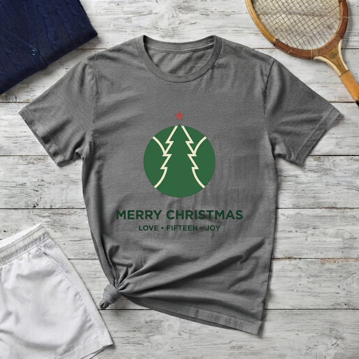 Christmas Tree Circle T-Shirt — "Merry Christmas" Holiday Tee